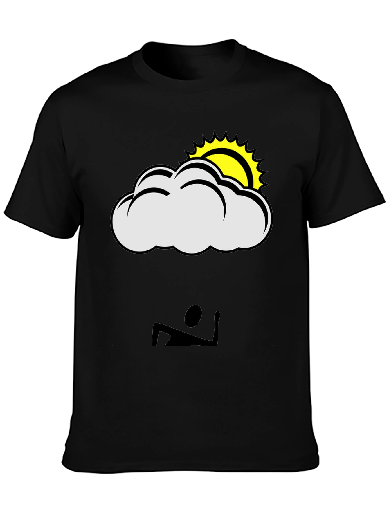 Black Cloud & Sun Graphic T-Shirt - Black Casual Tee view 3