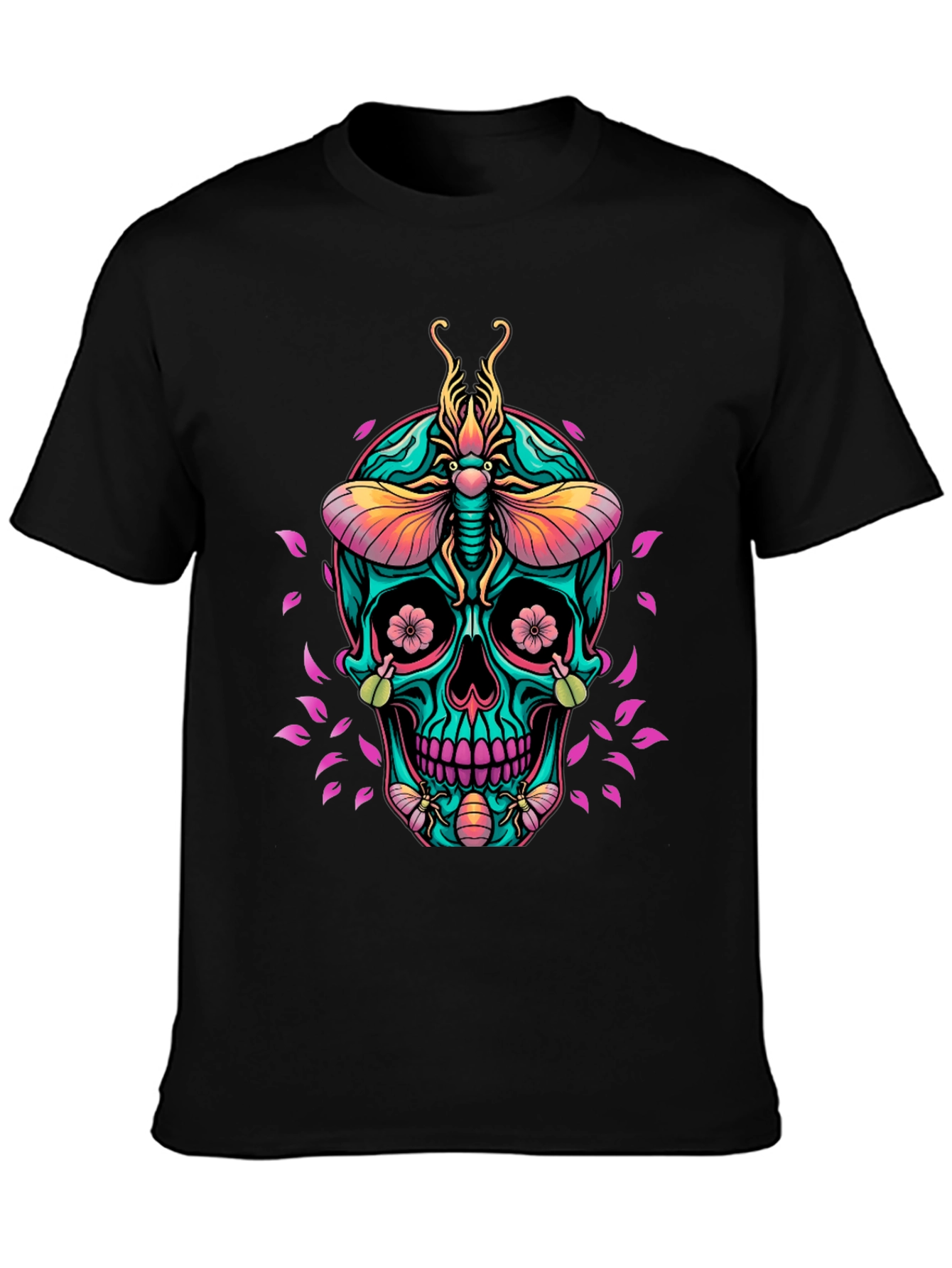 Black Skull & Bugs Graphic Tee view 3