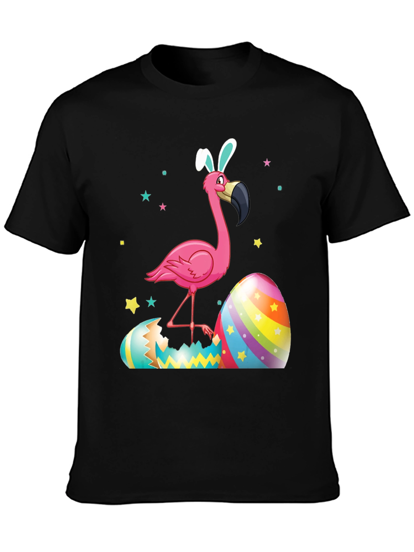 Black Easter Flamingo T-Shirt view 3