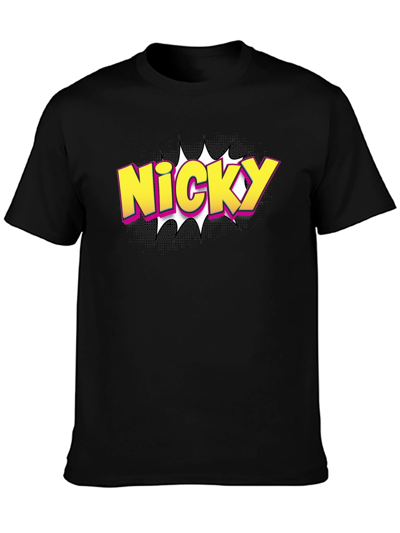 Black Nicky Comic Style Graphic Tee - Black view 3