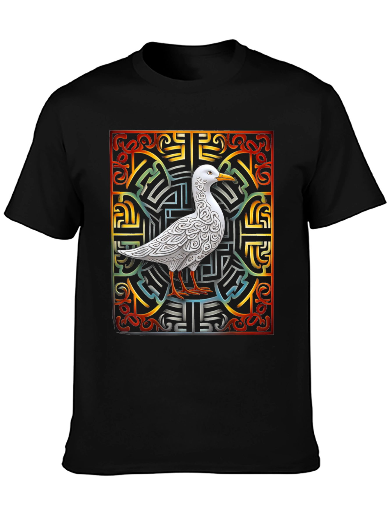 Black Ornate Bird Graphic Tee - Unique Design view 3