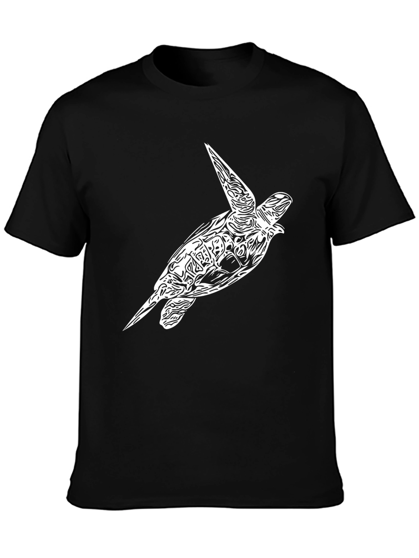 Black Turtle Graphic Tee - Black Cotton T-Shirt view 3