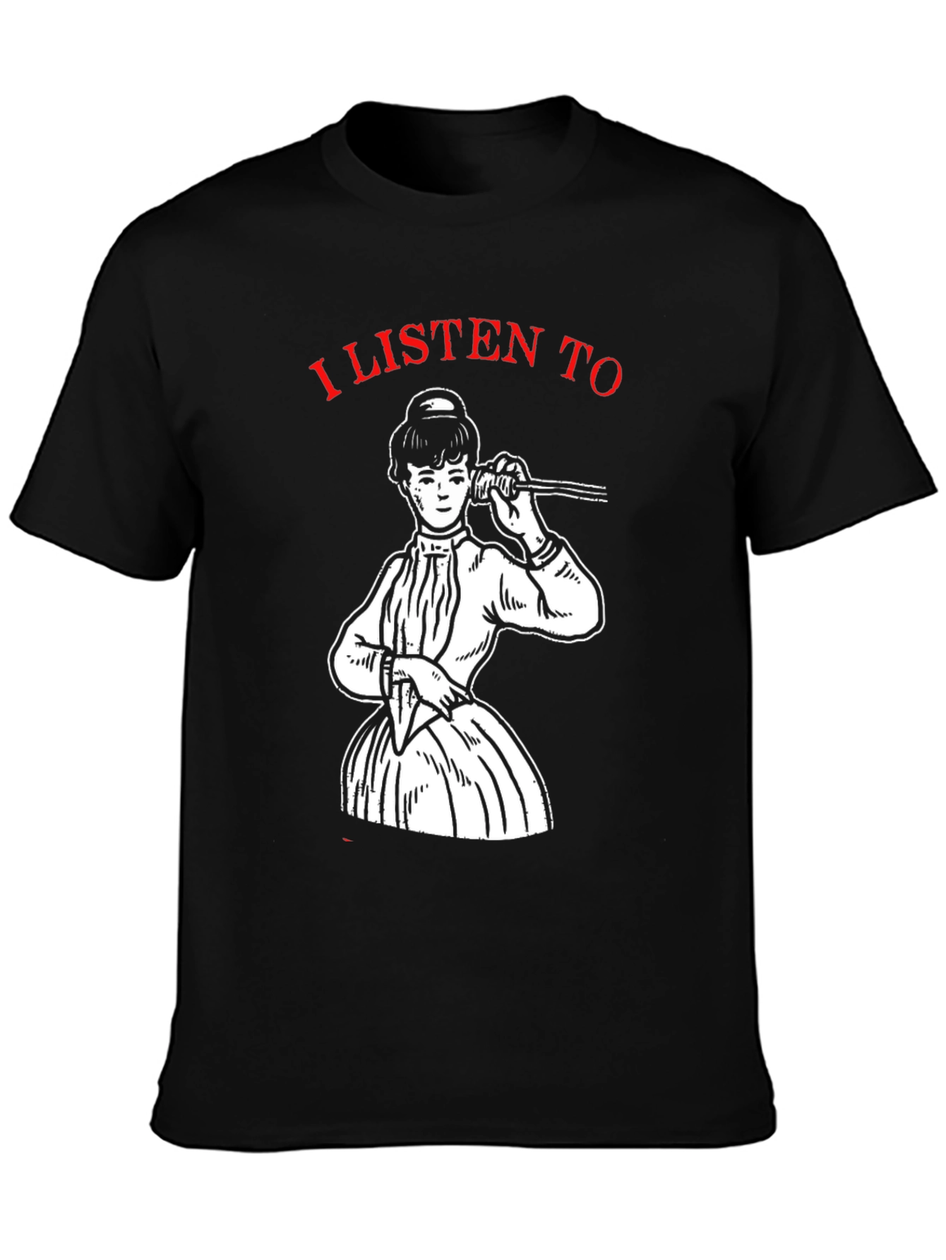 Black Retro "I Listen To" Graphic T-Shirt view 3