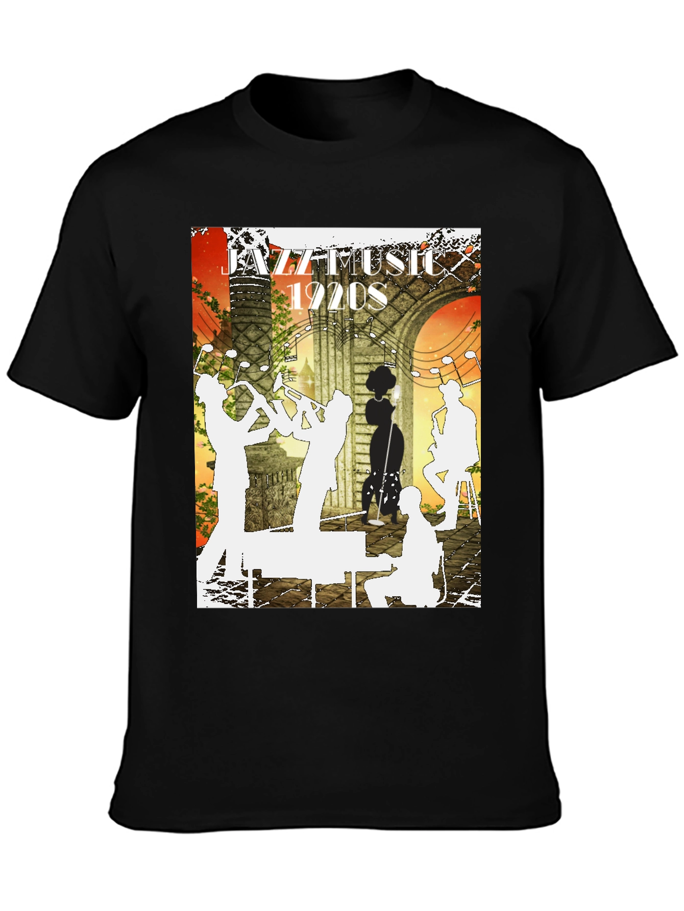 Black Jazz Music 1920s Graphic Tee view 3
