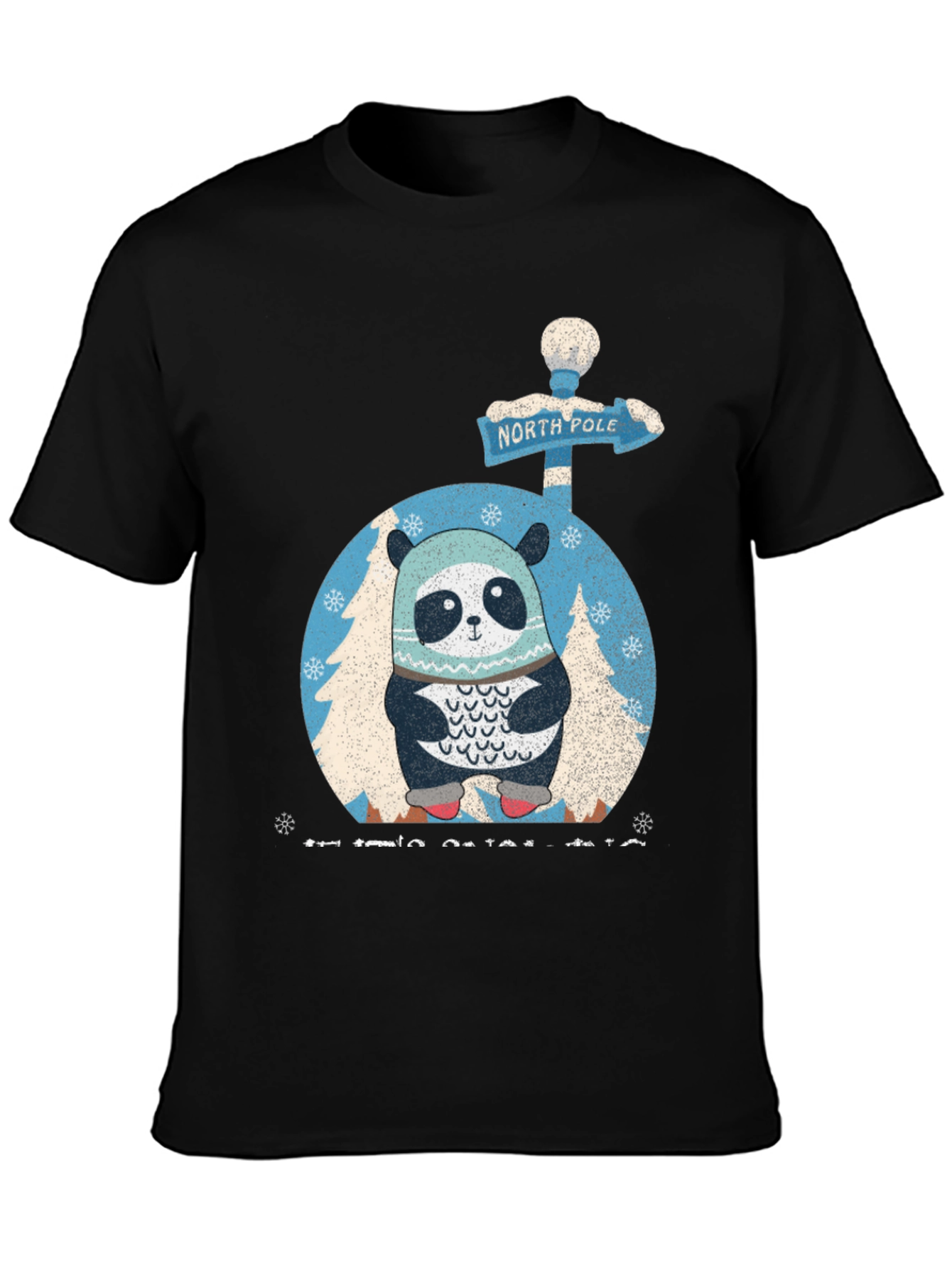Black Winter Panda Graphic Tee view 3