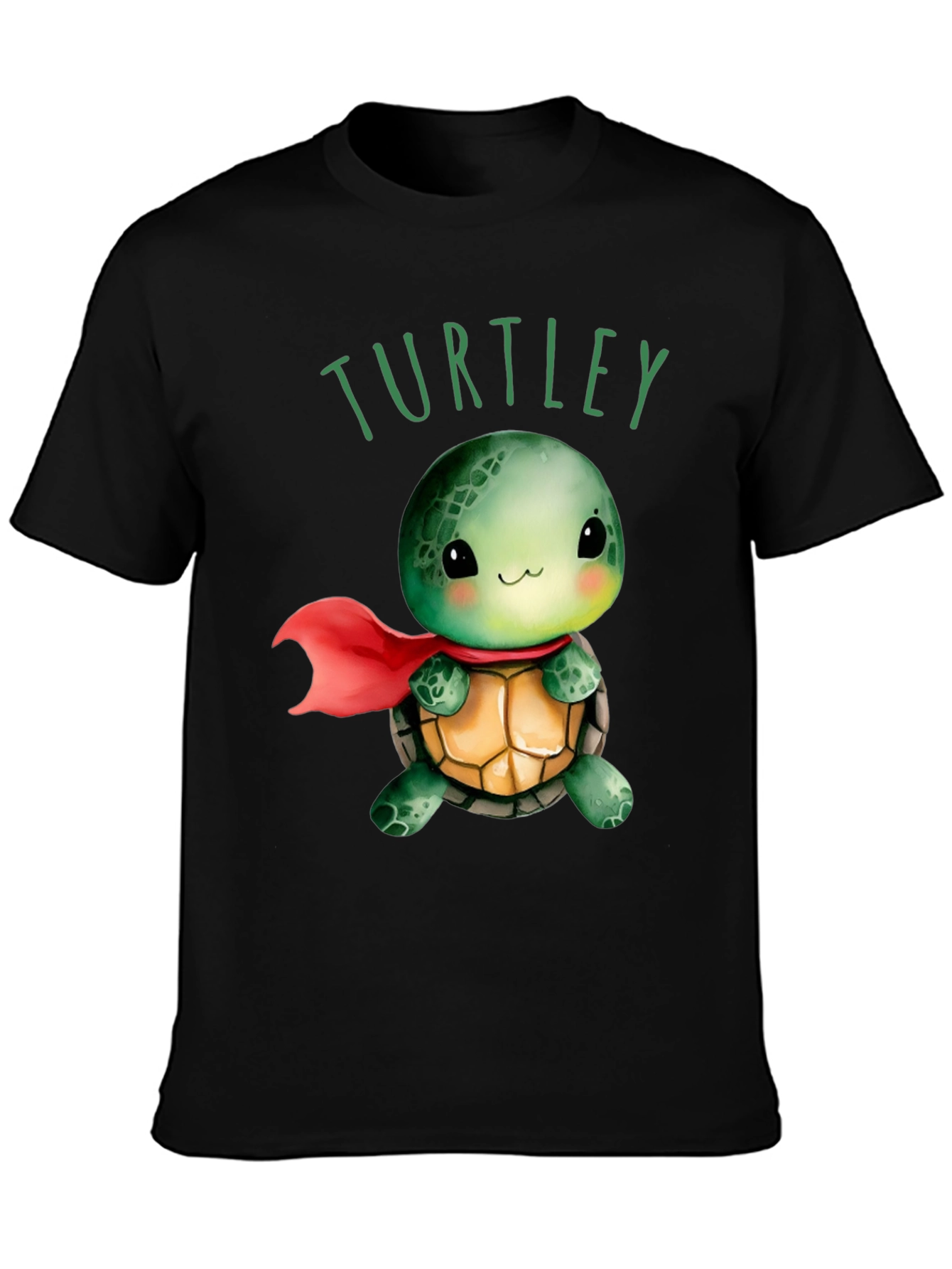 Black Turtley T-Shirt - Cute Turtle Superhero Tee view 3