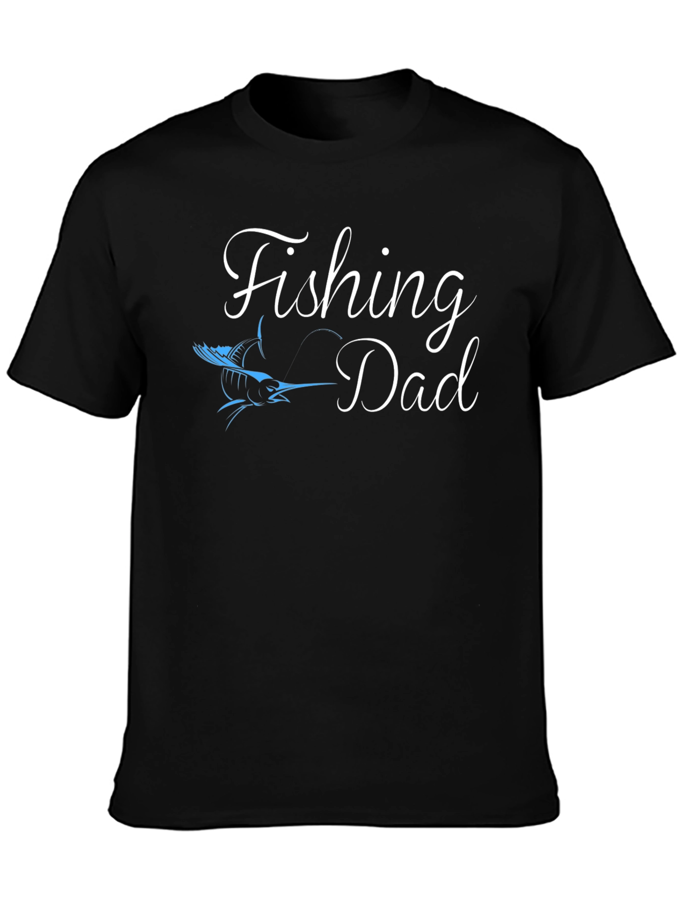 Black Fishing Dad T-Shirt - Black Tee with Fish Graphic view 3