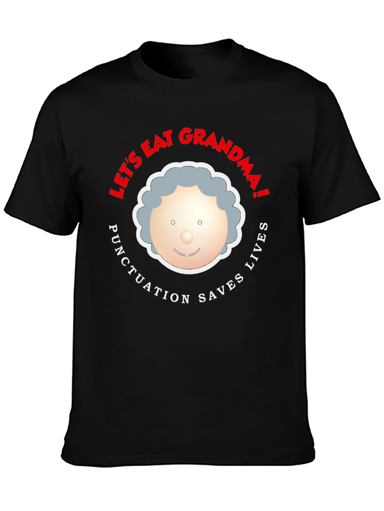 Black Let's Eat Grandma Funny Punctuation T-Shirt view 3