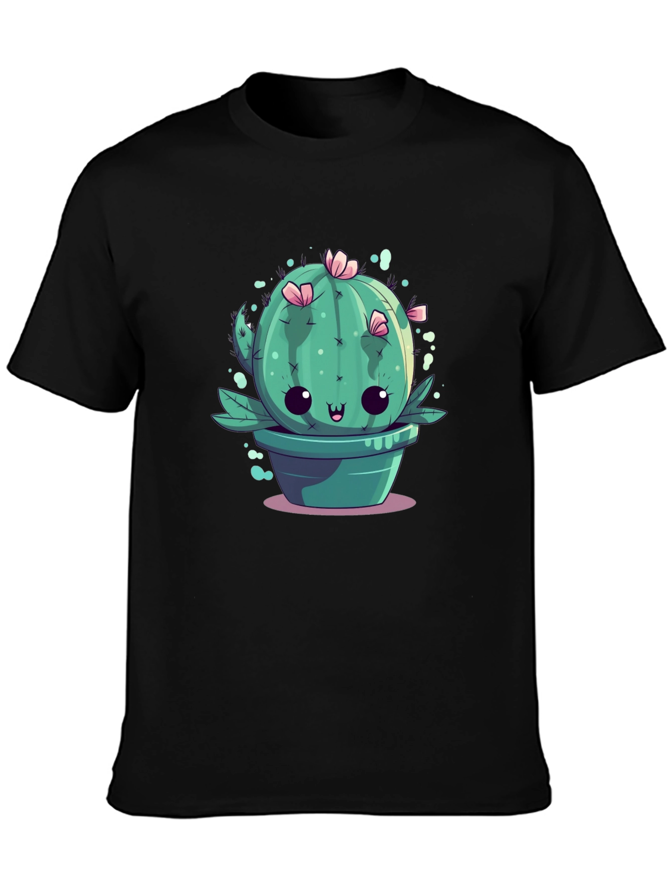 Black Kawaii Cactus Tee - Cute Plant Graphic T-Shirt view 3