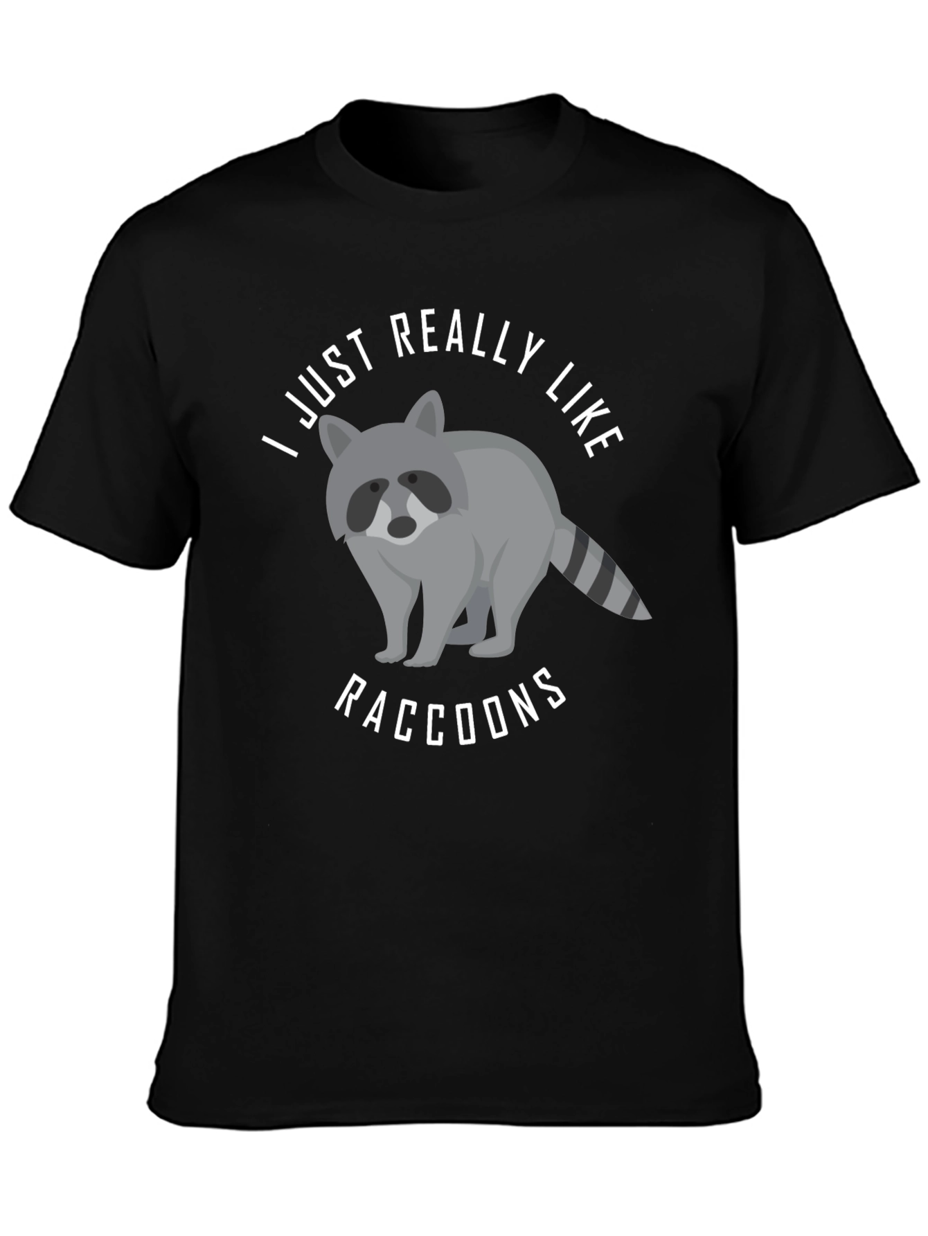 Black I Just Really Like Raccoons Graphic T-Shirt view 3