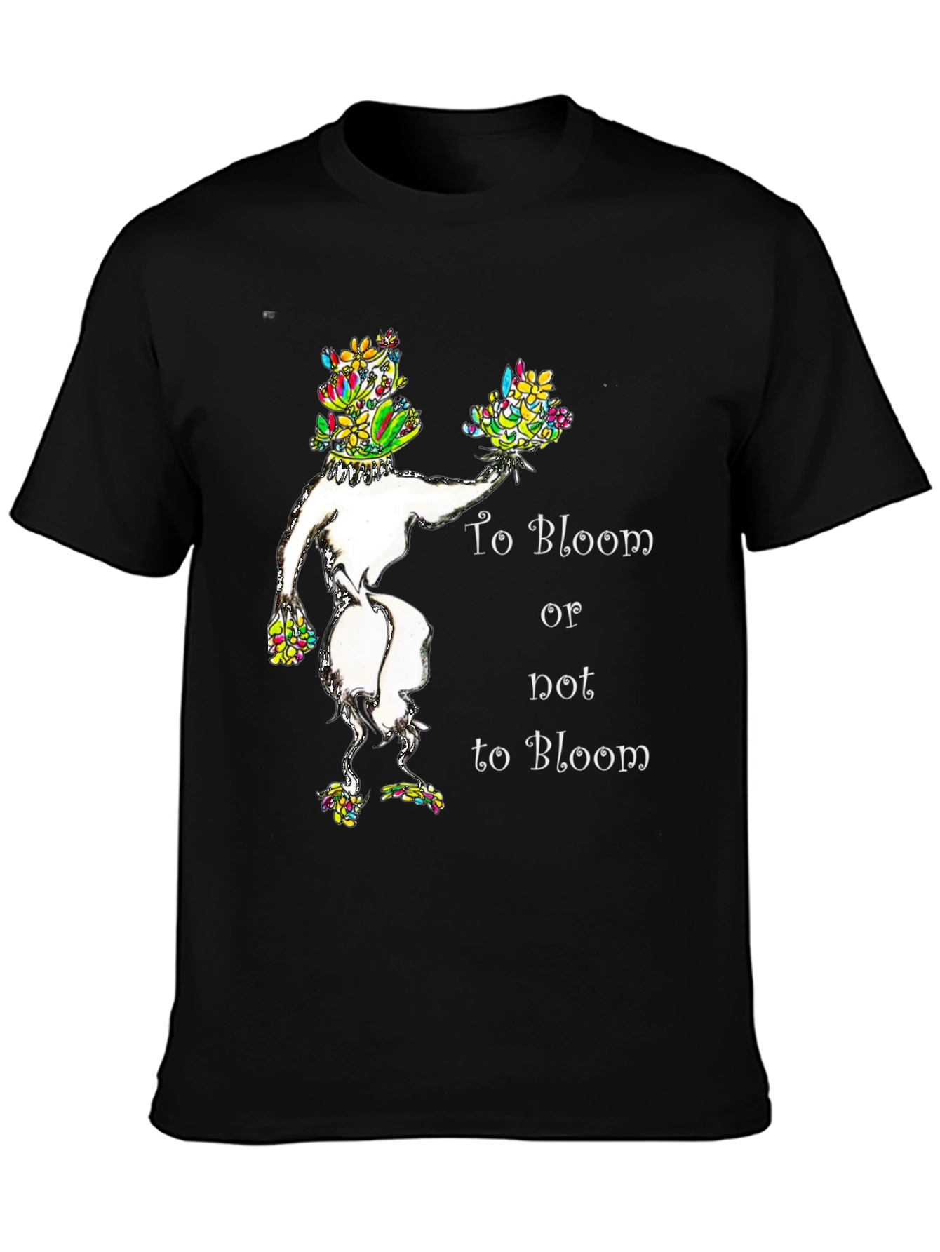 Black Floral Bloom T-Shirt: To Bloom or Not to Bloom view 3