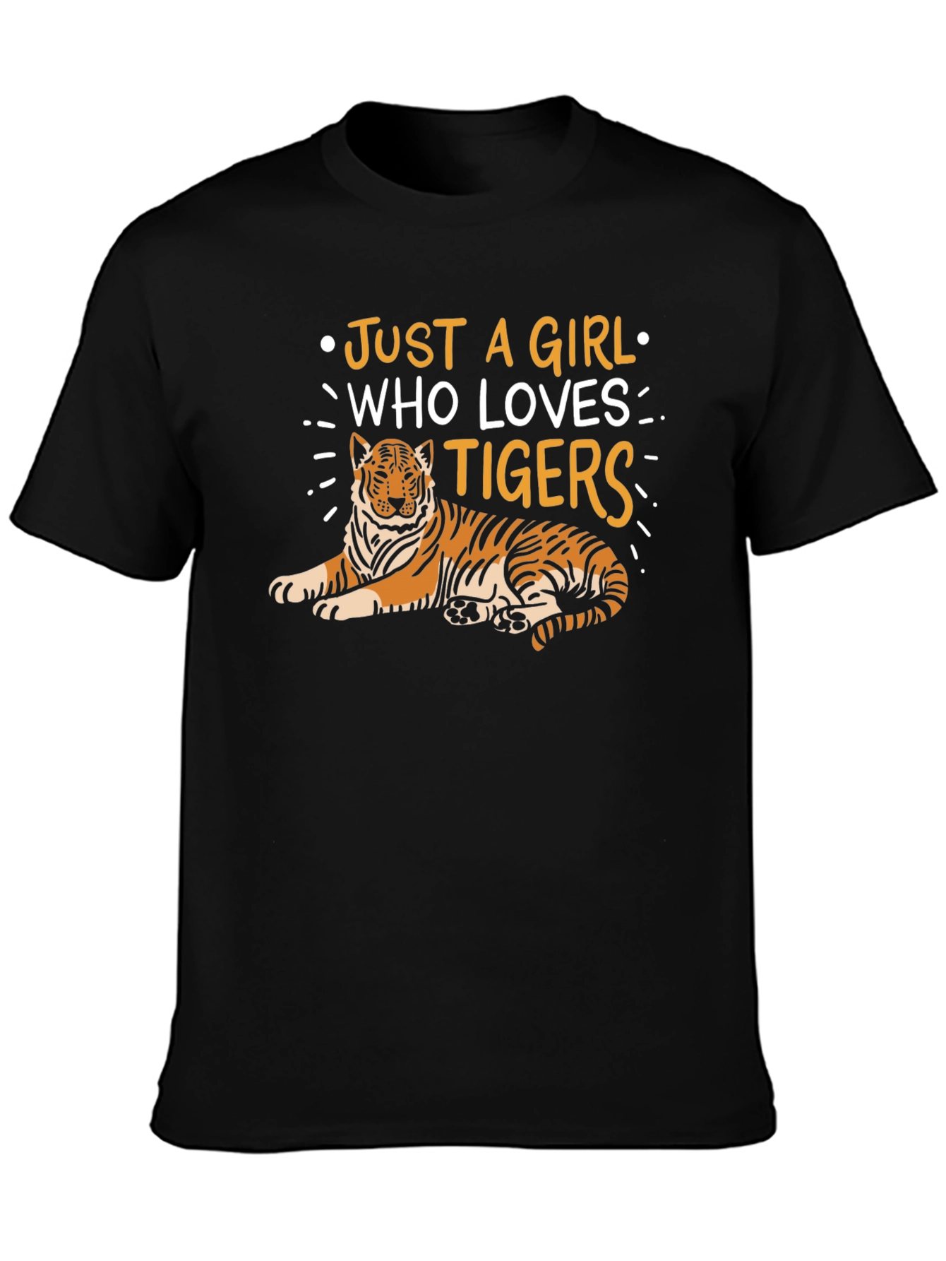 Black Just a Girl Who Loves Tigers T-Shirt - Black view 3