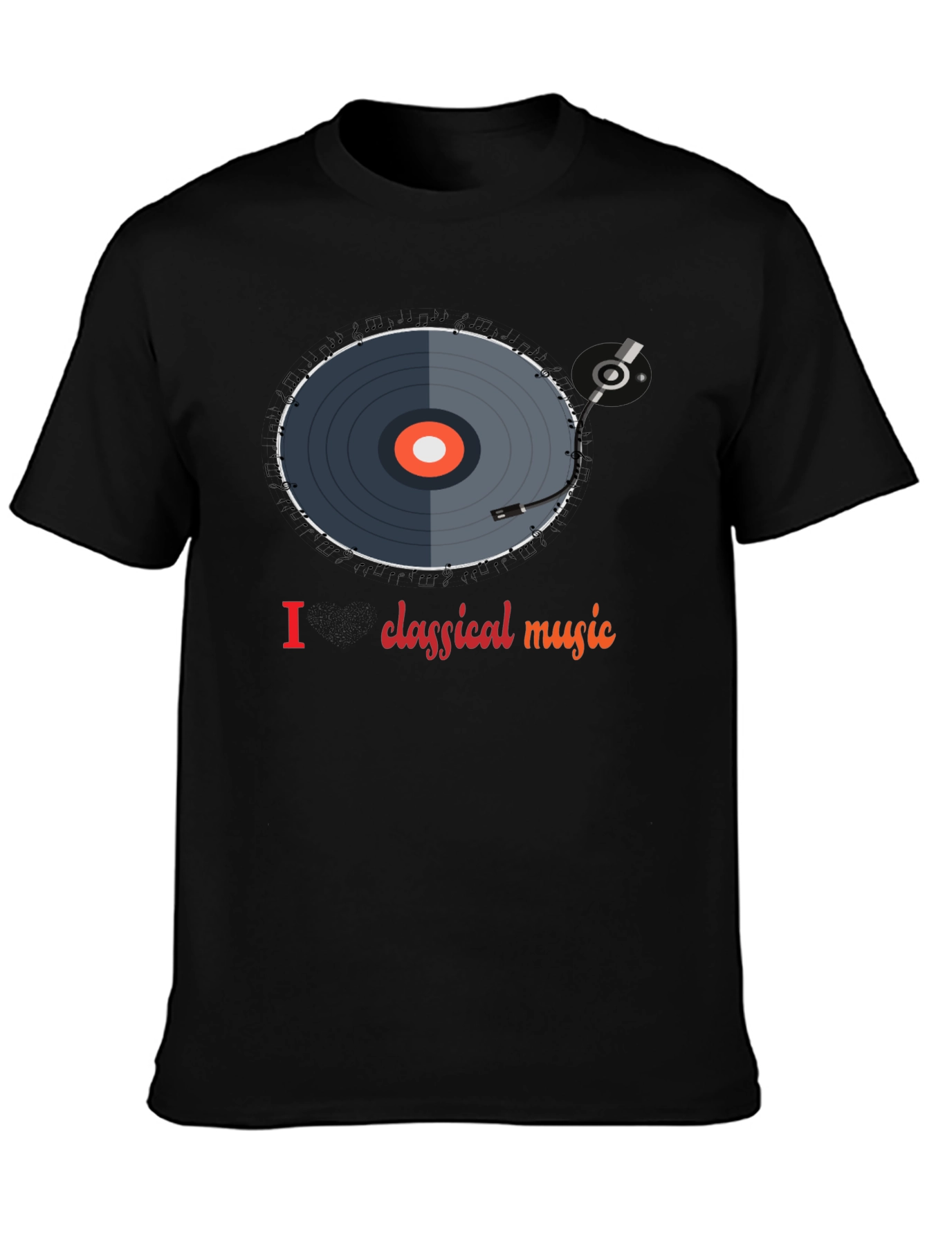 Black I Love Classical Music Vinyl Record Graphic Tee view 3