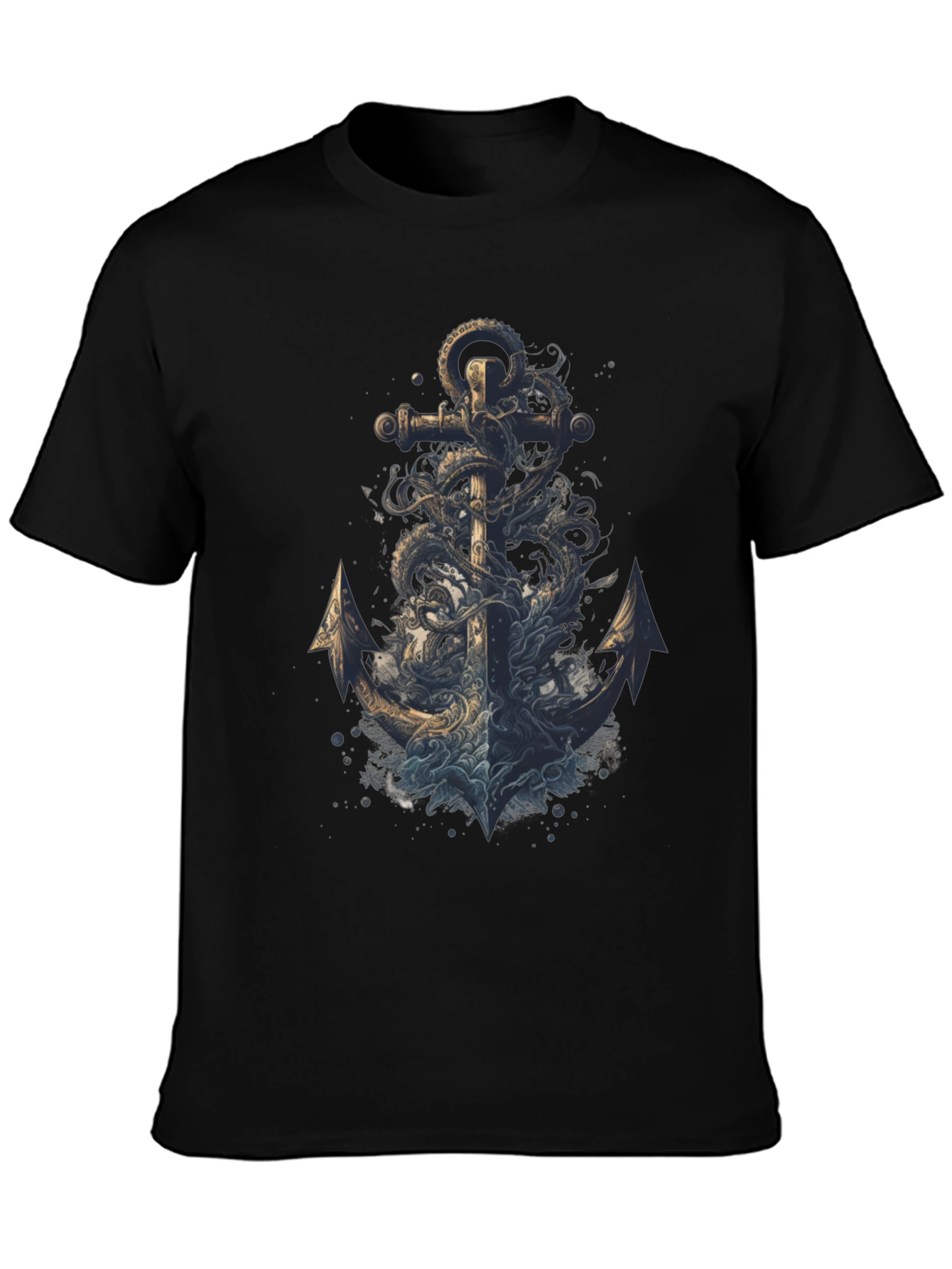 Black Anchor Octopus Graphic Tee - Men's Black T-Shirt view 3