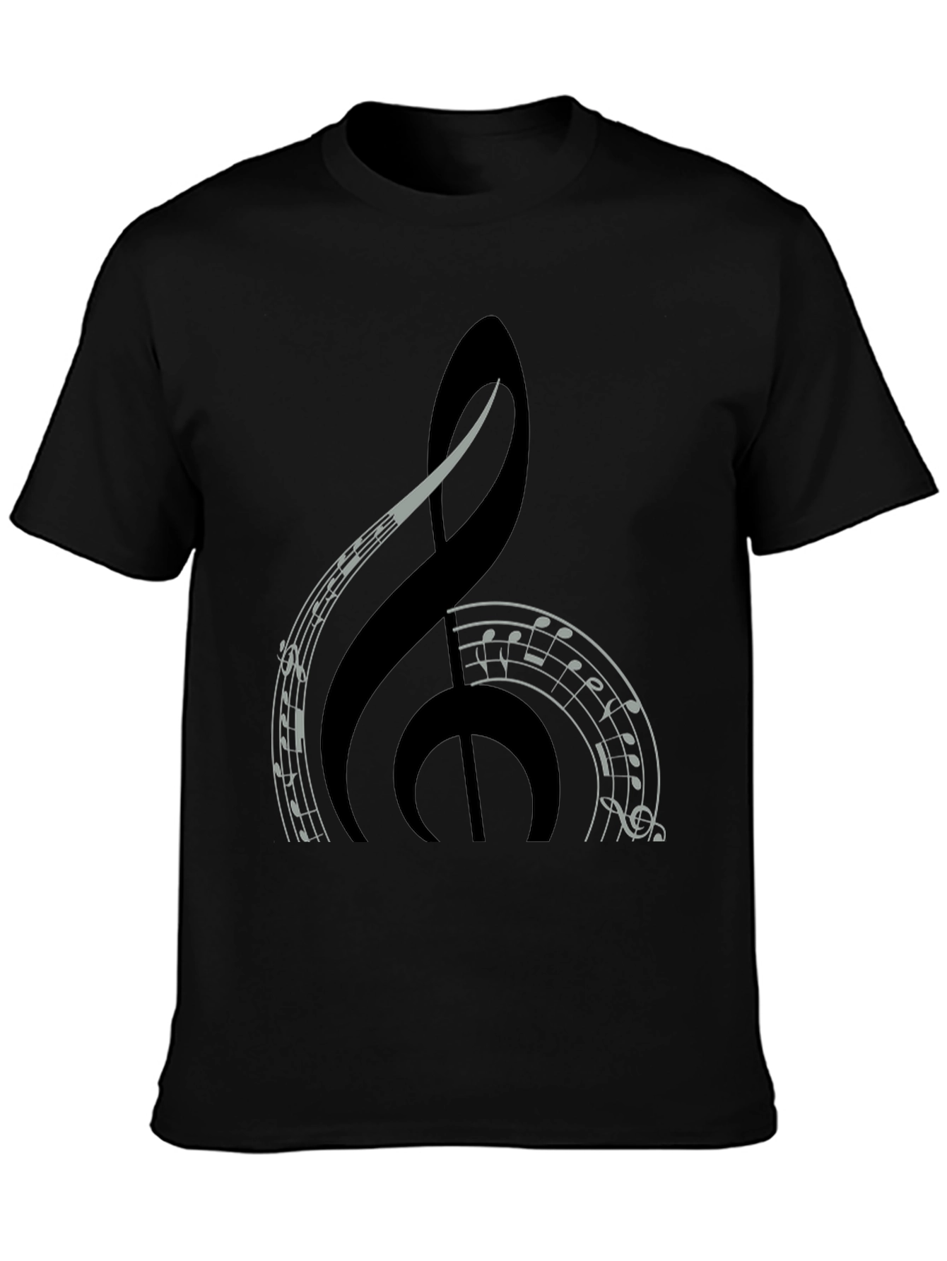 Black Music Treble Clef Graphic Tee - Black view 3