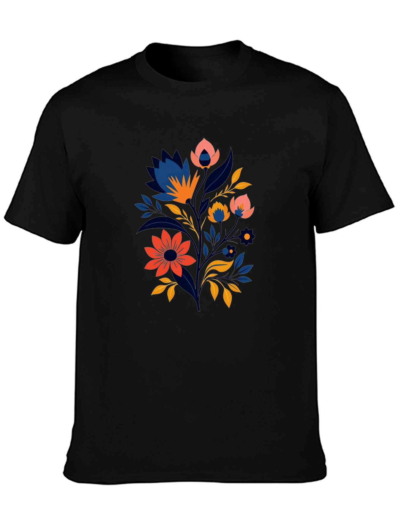 Black Floral Graphic Tee - Stylish Men's Black T-Shirt view 3