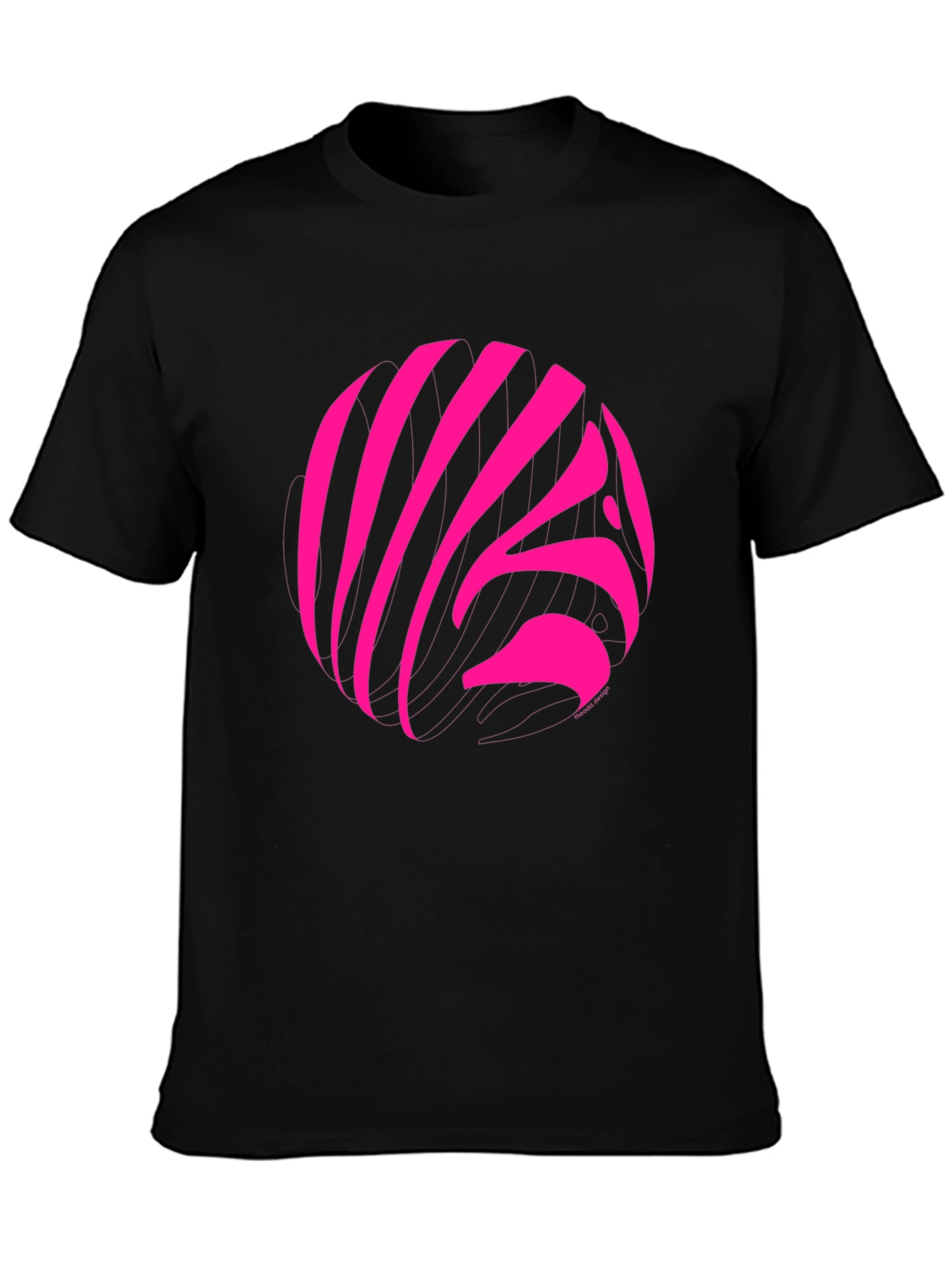 Black Vibrant Pink Zebra Print Crew Neck T-Shirt view 3