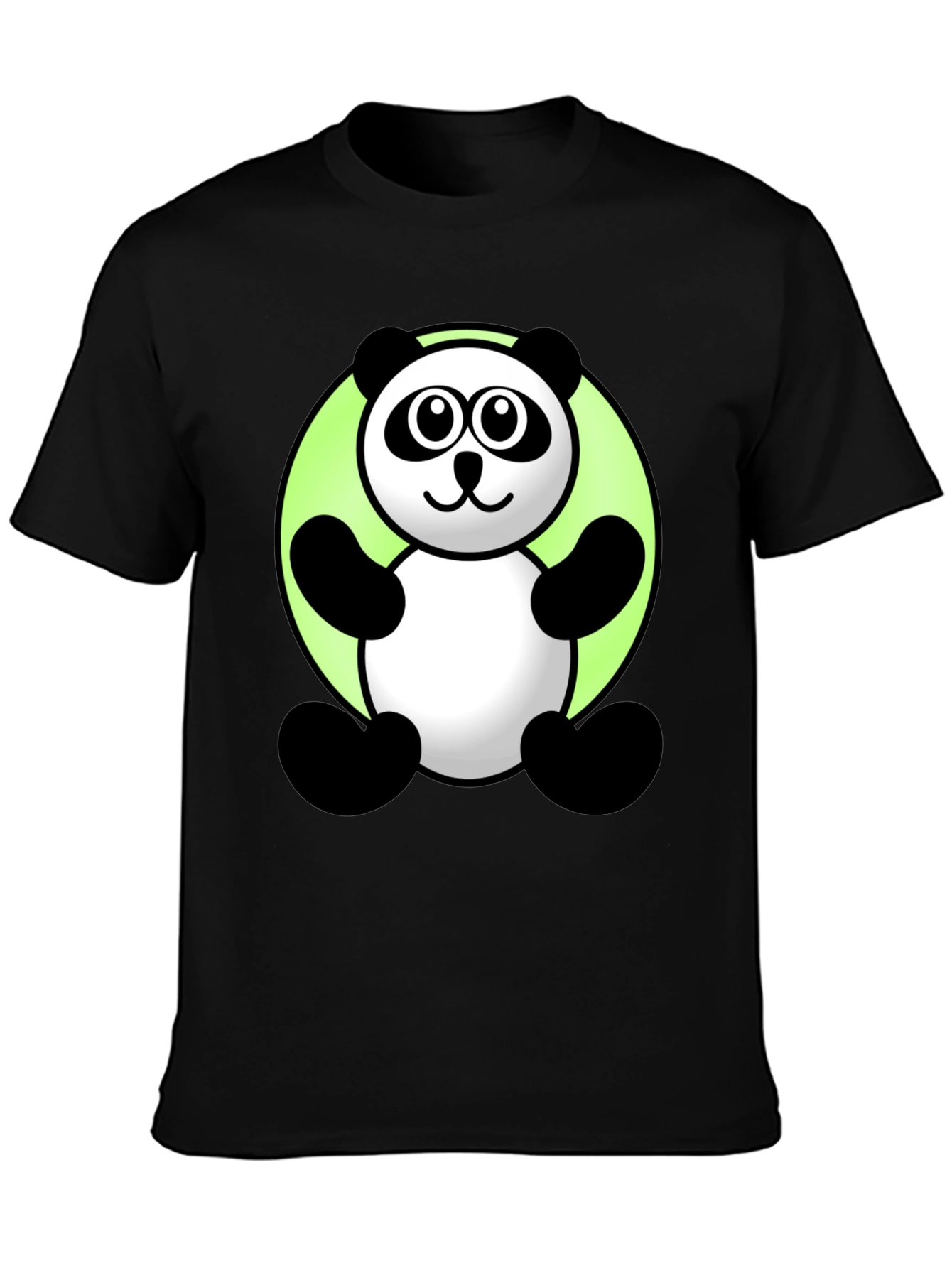 Black Cute Cartoon Panda Graphic Tee - Black T-Shirt view 3
