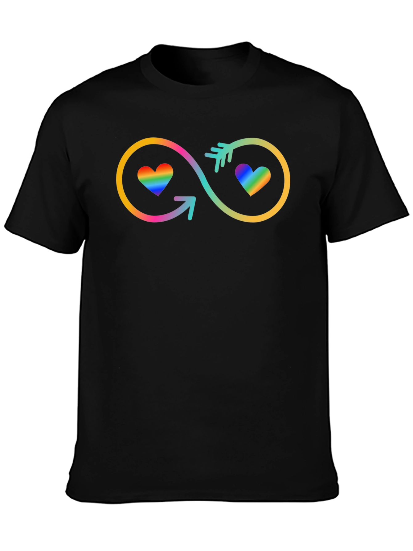 Black LGBTQ+ Rainbow Heart Infinity Symbol Tee view 3