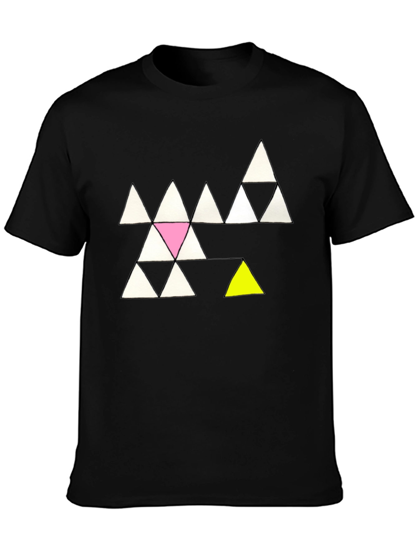 Black Geometric Triangle Pattern Tee - Unique Design, Soft Cotton view 3