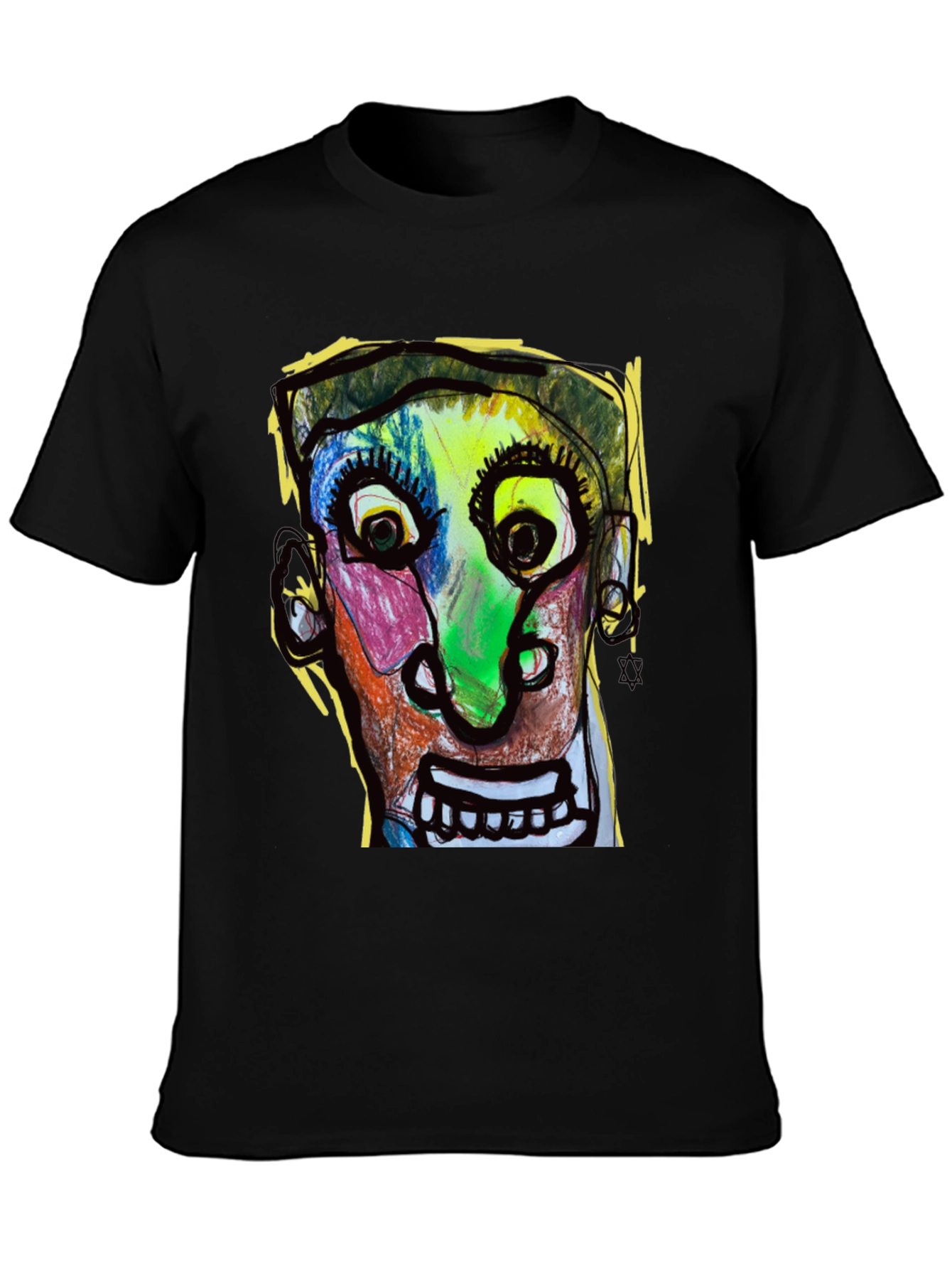 Black Abstract Face Graphic T-Shirt - Unique Art Tee view 3