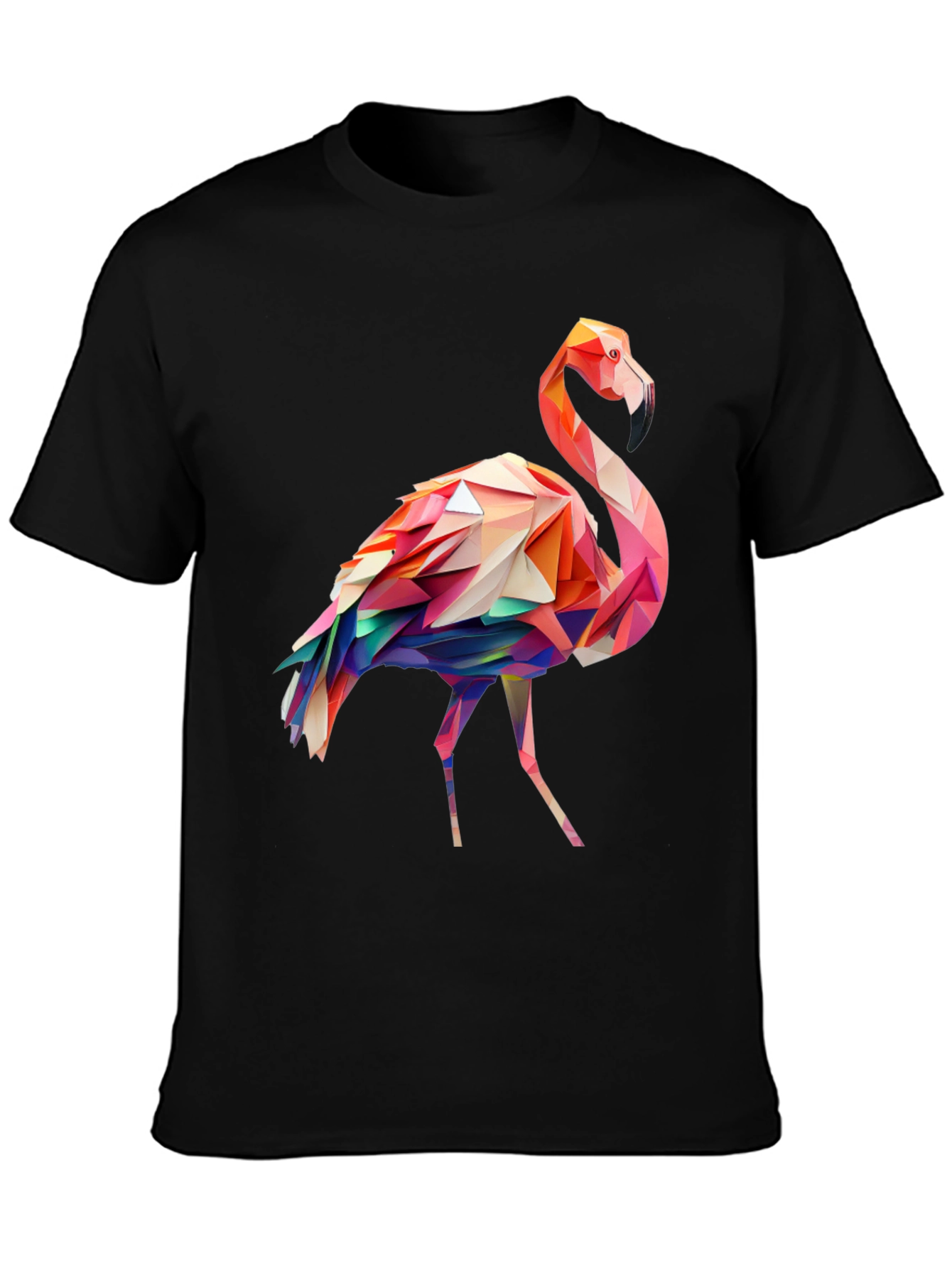 Black Geometric Flamingo Graphic Tee view 3
