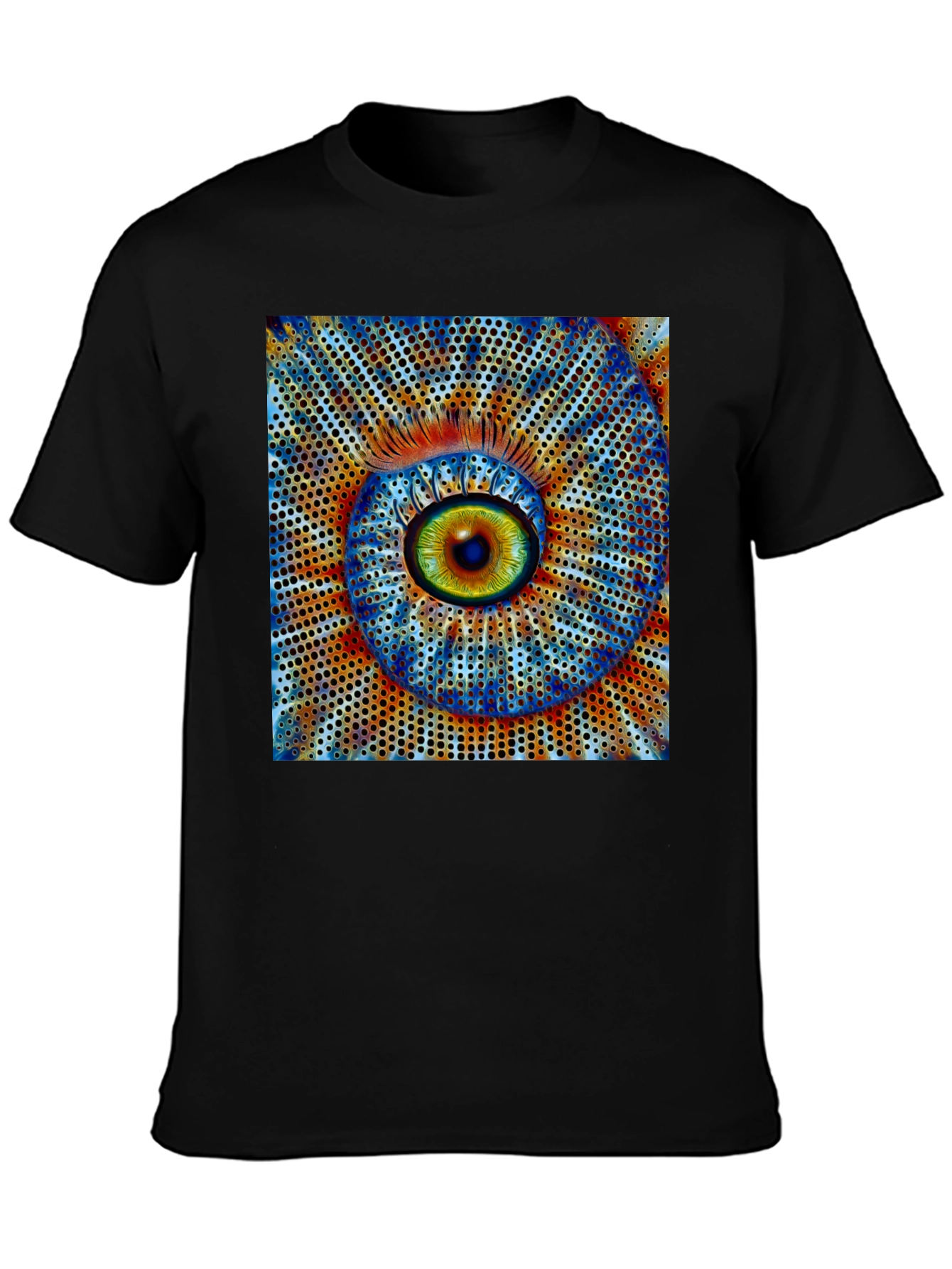 Black Surreal Eye Graphic Black T-Shirt view 3