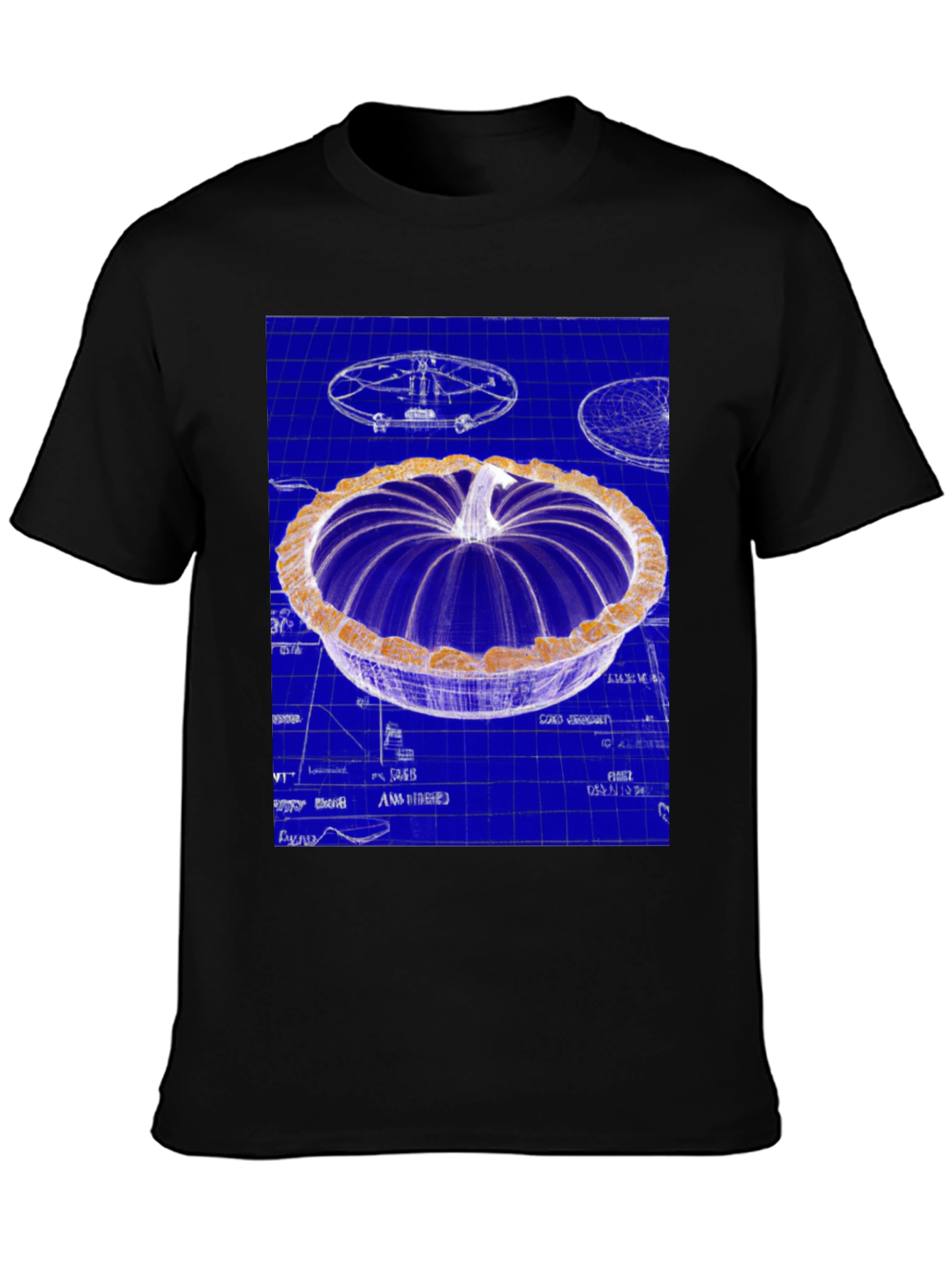Black Blueprint Pumpkin Pie Graphic Tee view 3