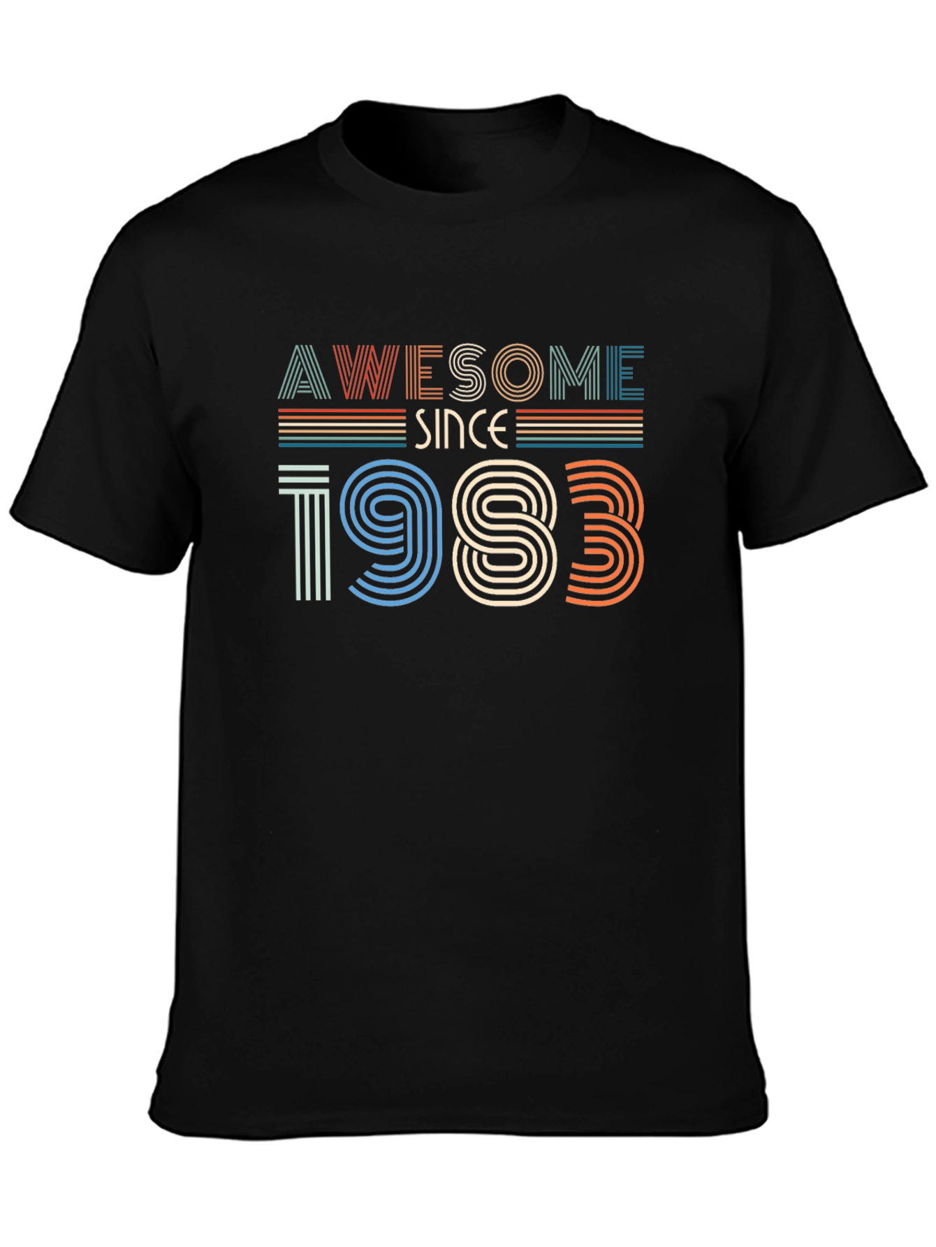 Black Awesome Since 1983 Graphic T-Shirt view 3