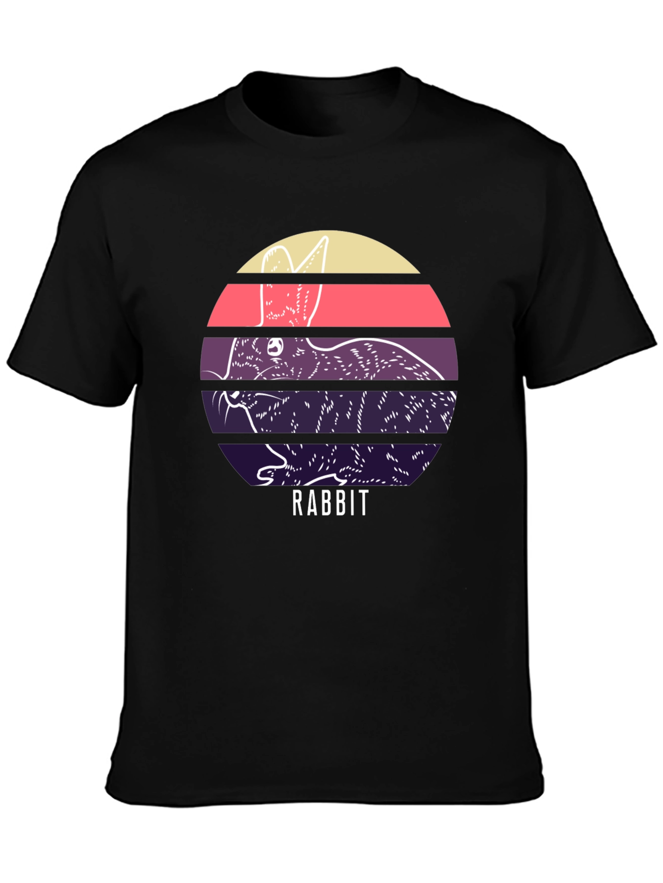 Black Retro Rabbit Graphic T-Shirt - Black view 3