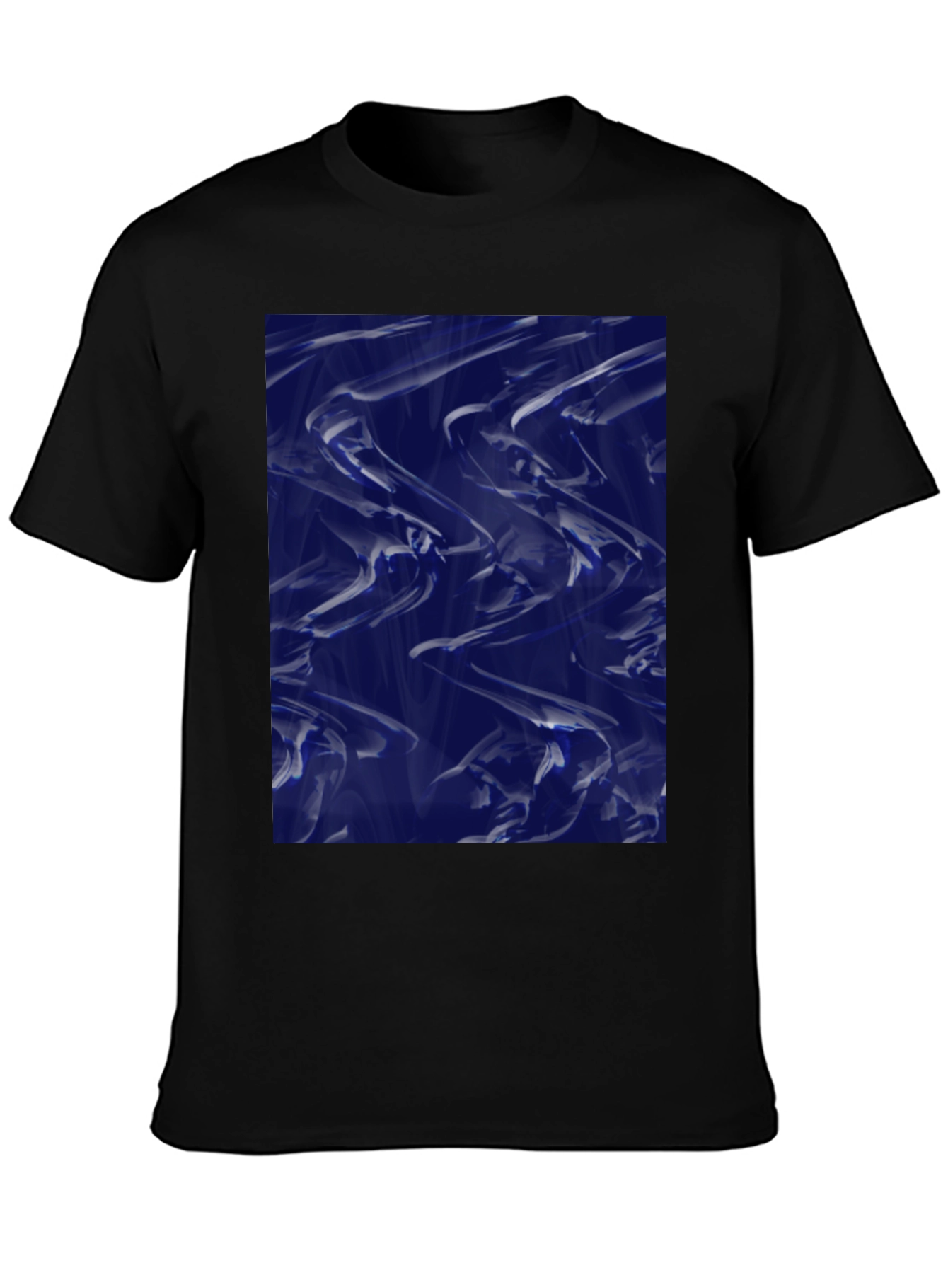 Black Abstract Blue Fluid Art Graphic Black T-Shirt view 3