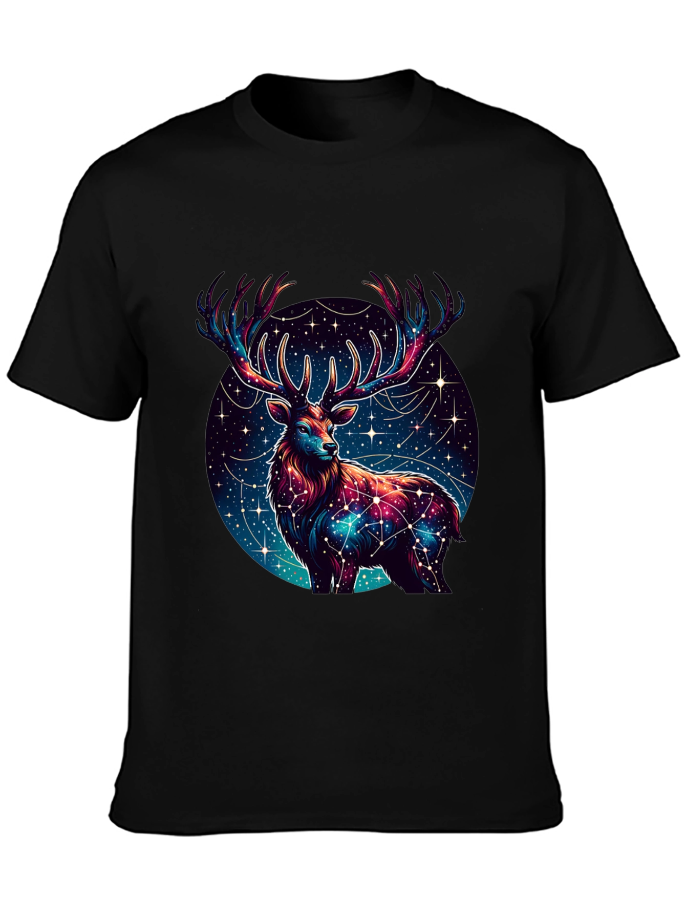 Black Cosmic Deer Graphic Tee - Black view 3