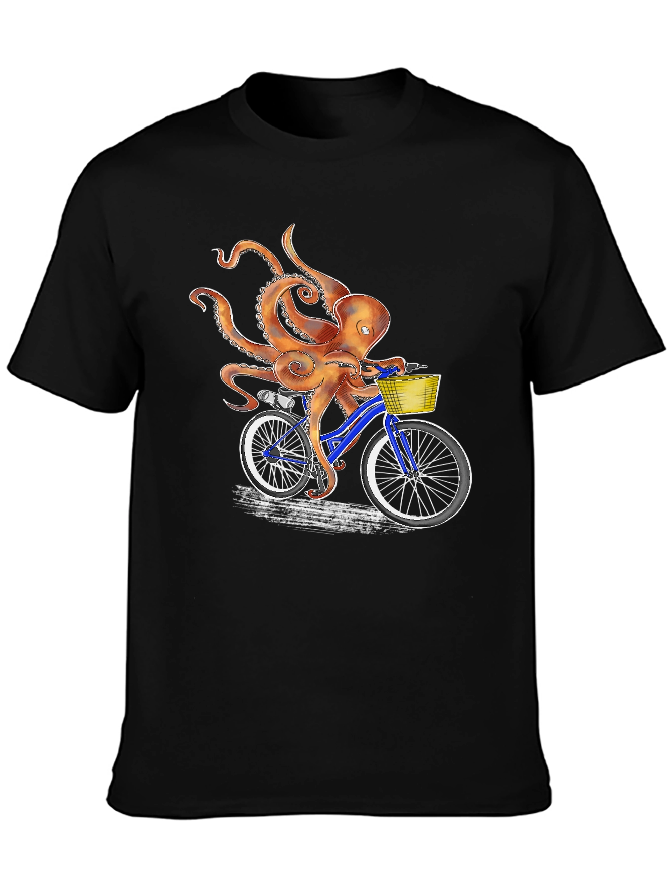 Black Octopus on Bike Graphic Tee - Unique & Fun T-Shirt view 3