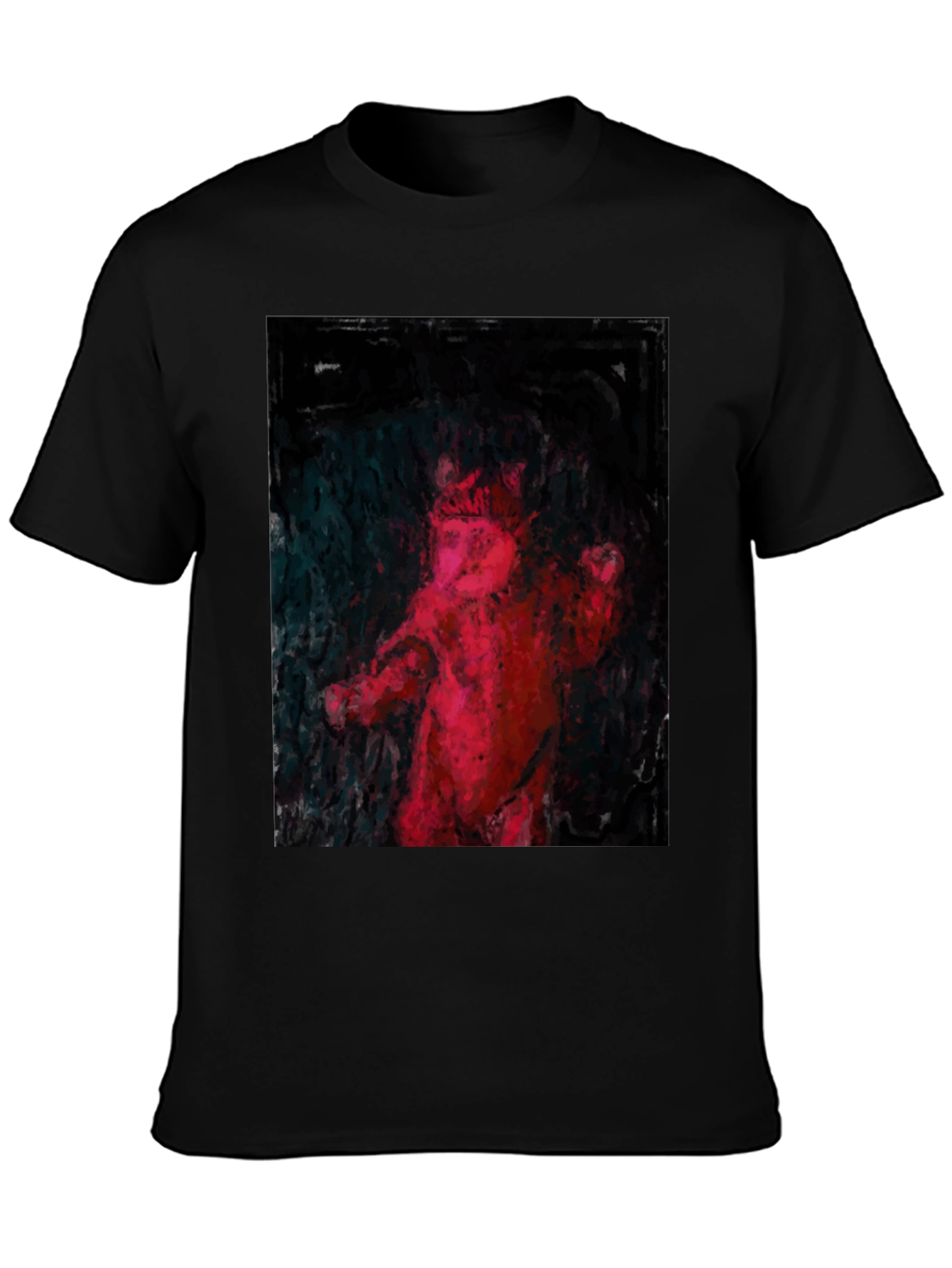 Black Abstract Red Figure Black T-Shirt view 3