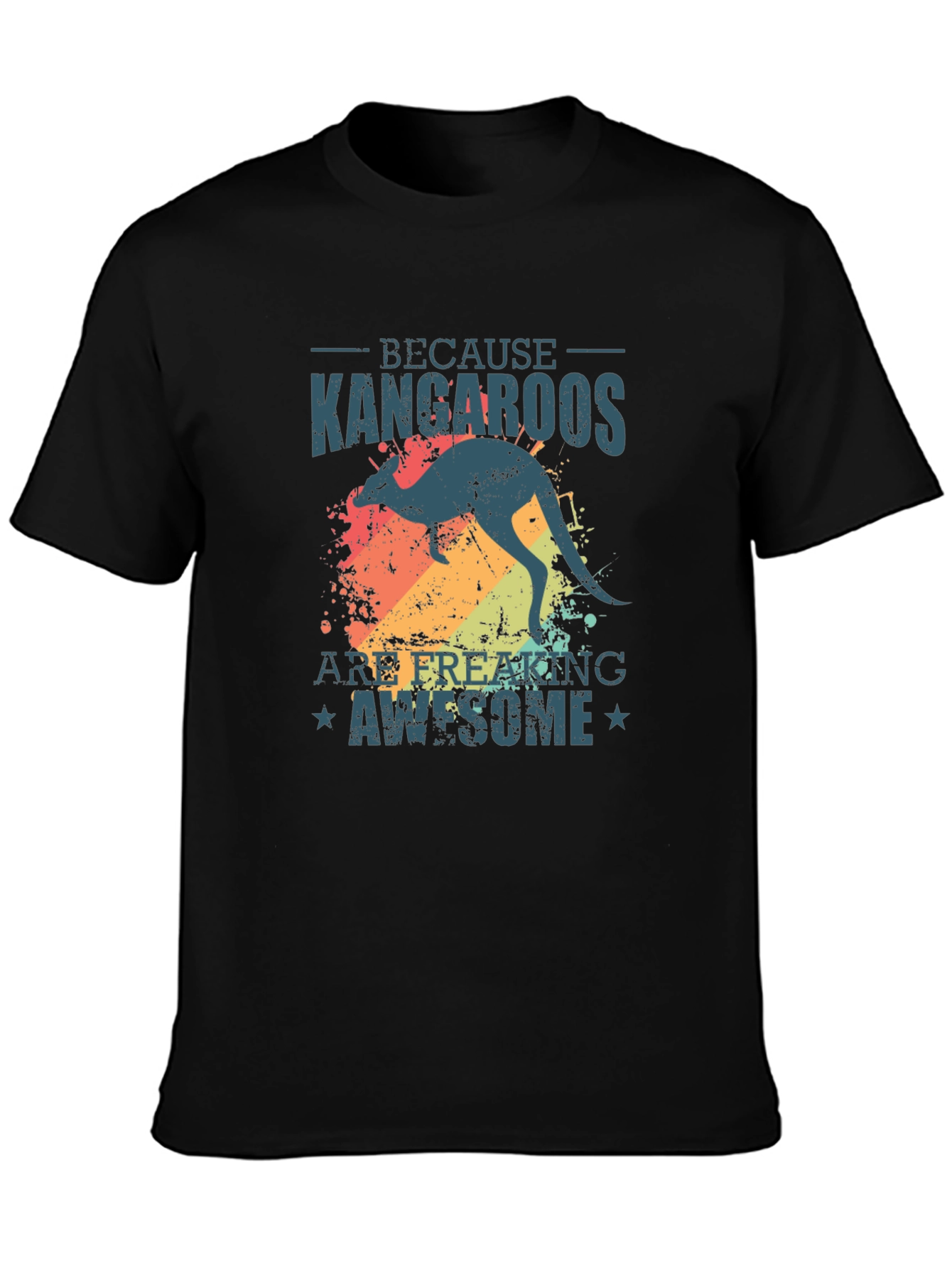 Black Kangaroo Graphic Tee - Because Kangaroos Are Awesome view 3