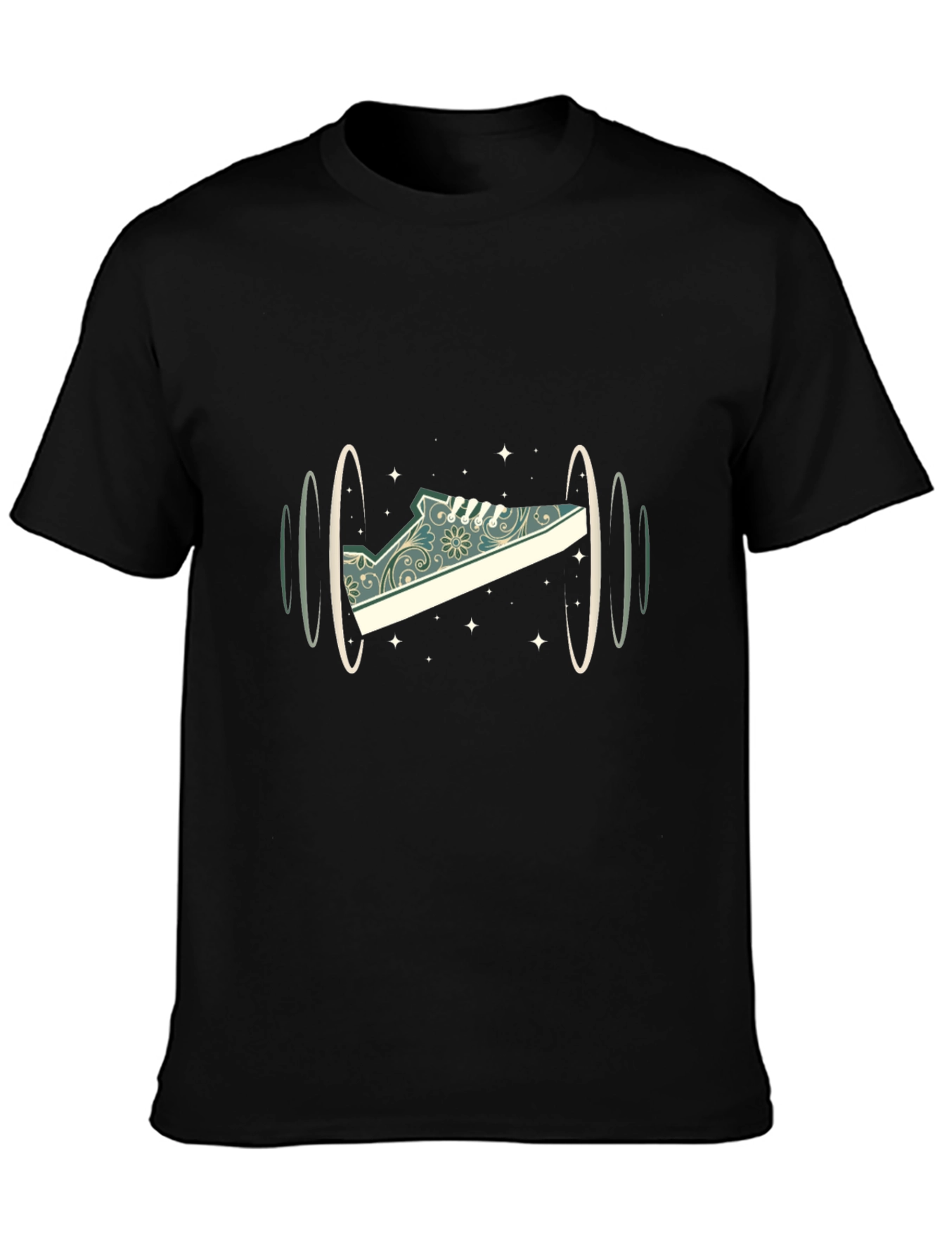Black Sneaker Portal Graphic T-Shirt - Cool Black Tee view 3