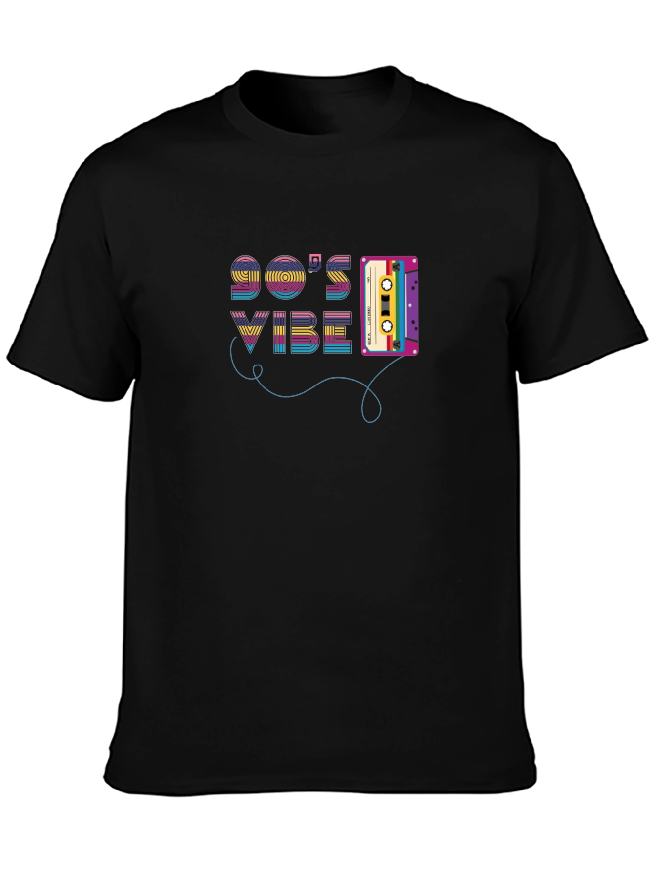 Black 90's Vibe Cassette Tape Graphic T-Shirt view 3