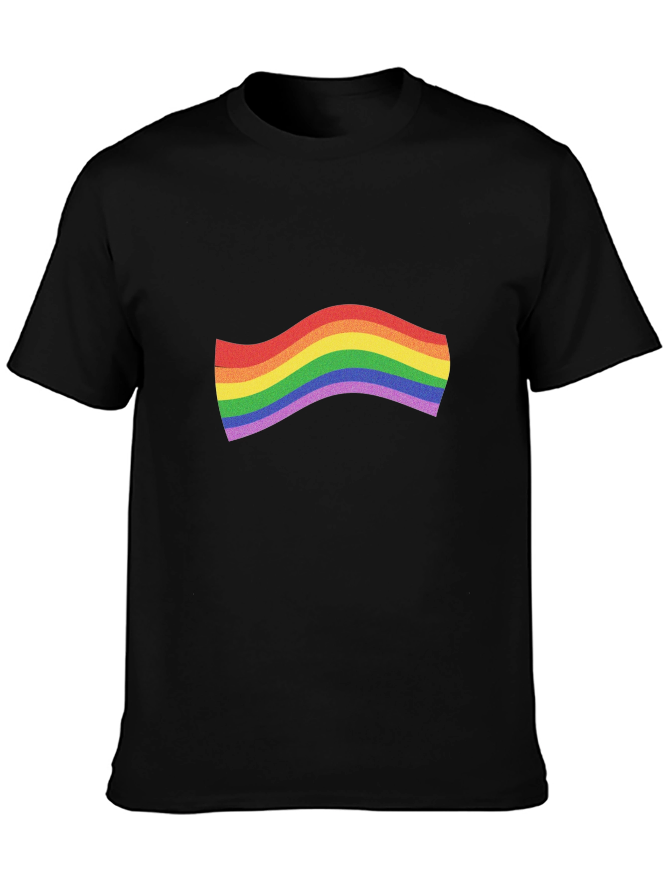 Black Pride Rainbow Wave Graphic Tee - Black Cotton T-Shirt view 3