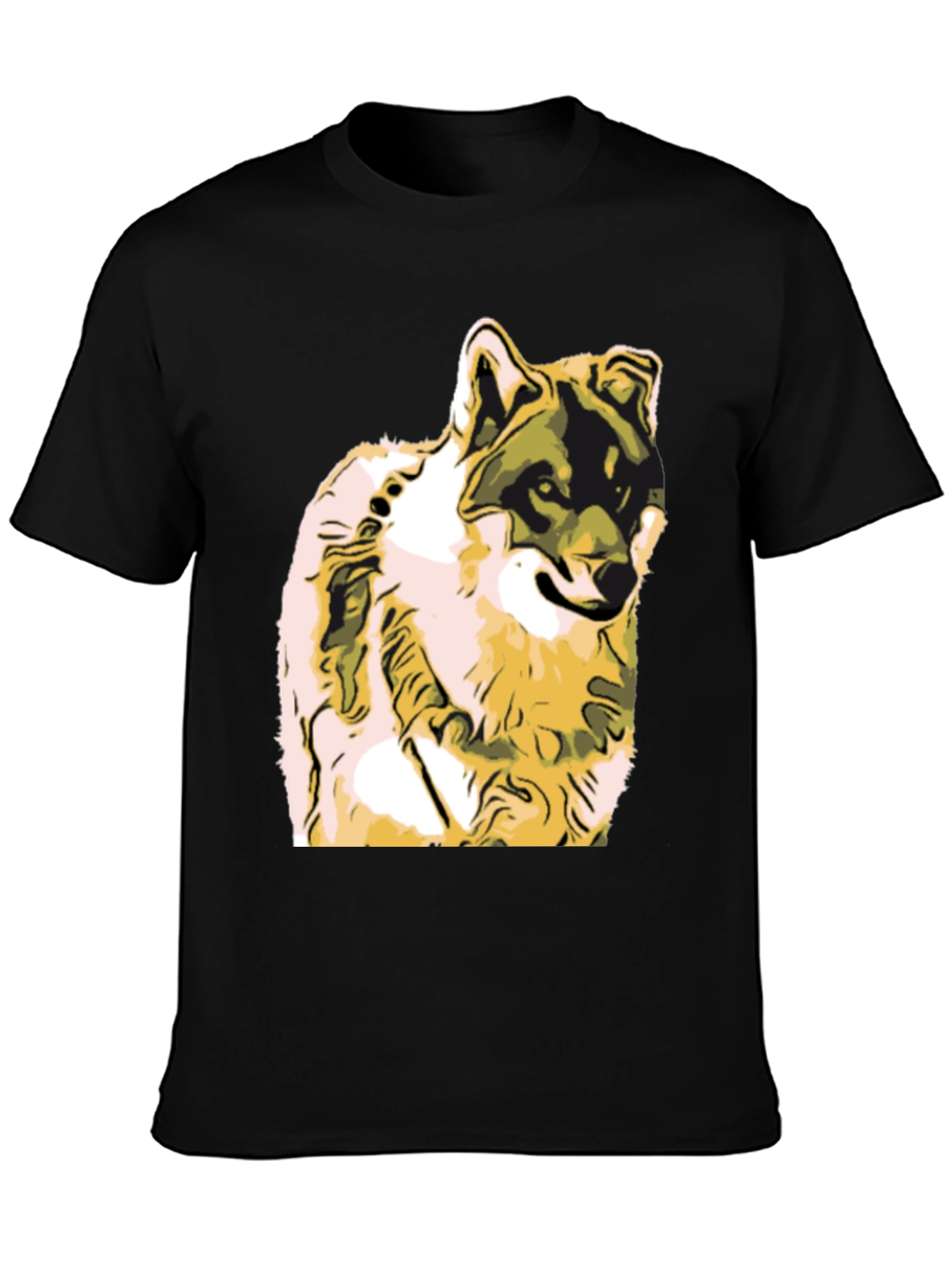Black Wolf Graphic Print Black T-Shirt view 3