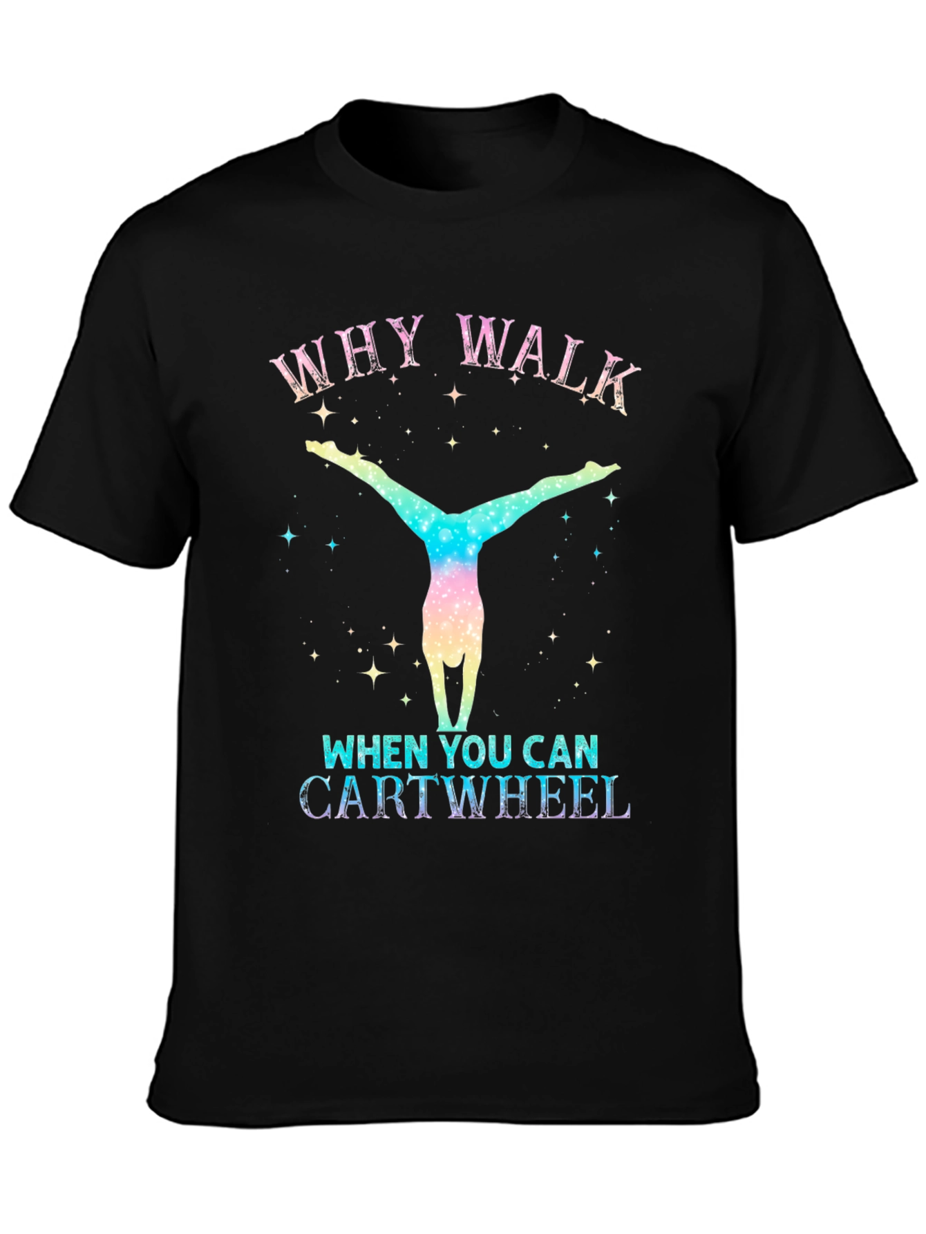 Black Why Walk? Cartwheel Graphic Tee view 3