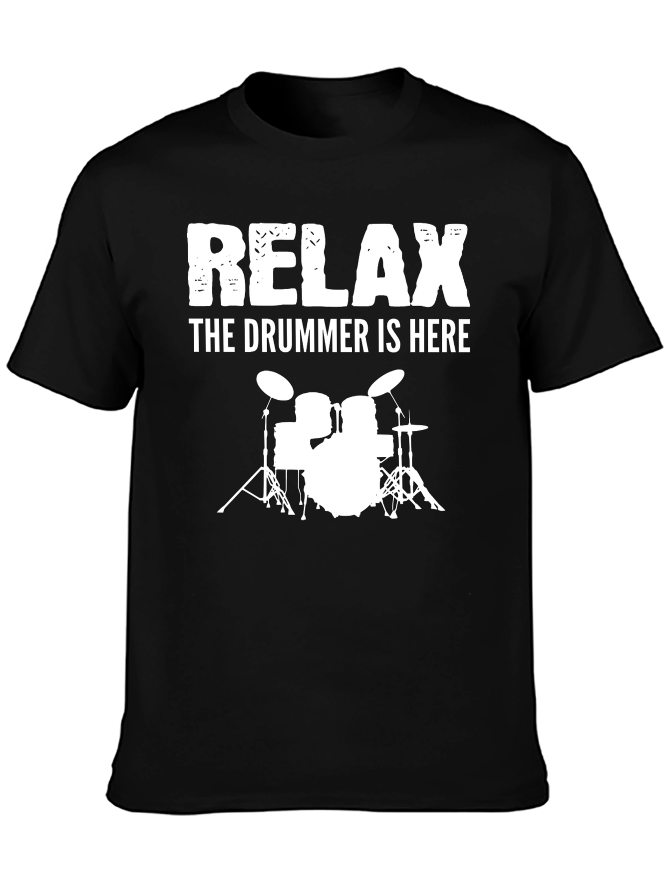Black Relax, The Drummer Is Here - Black T-Shirt view 3