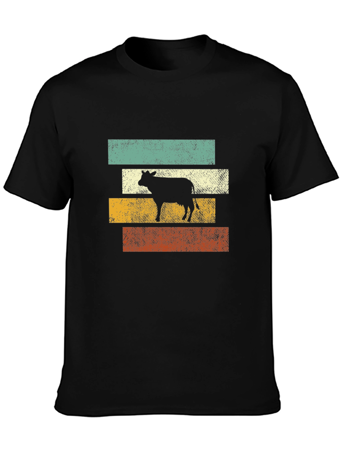 Retro Cow Graphic Tee - Black Cotton T-Shirt - 3