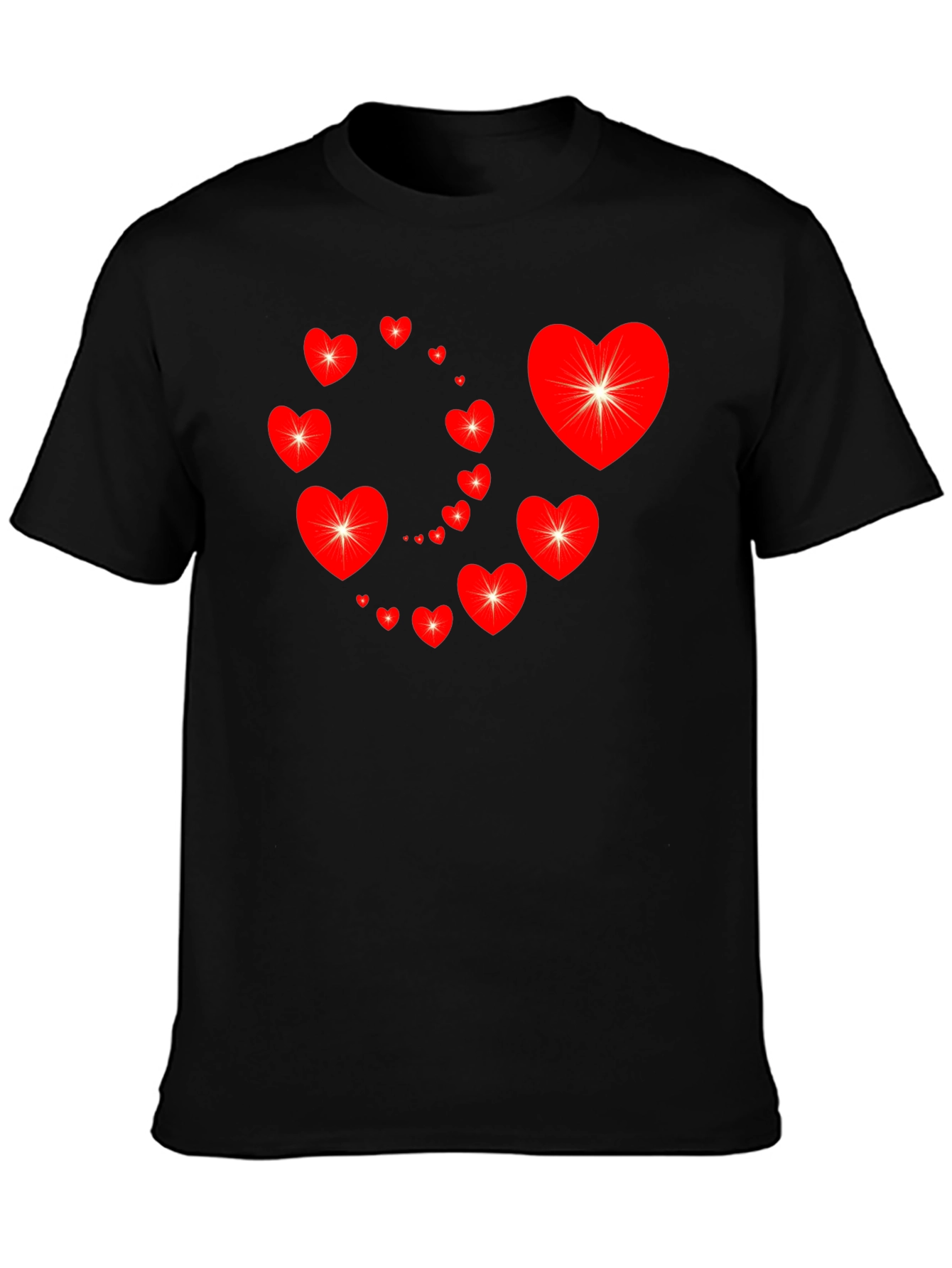Black Heart Swirl Graphic Tee - Black Cotton Casual Shirt view 3