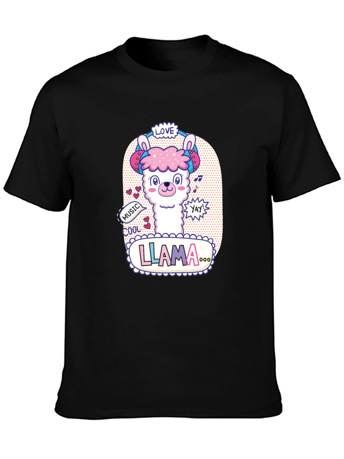 Cute Llama Headphones Graphic T-Shirt - 3