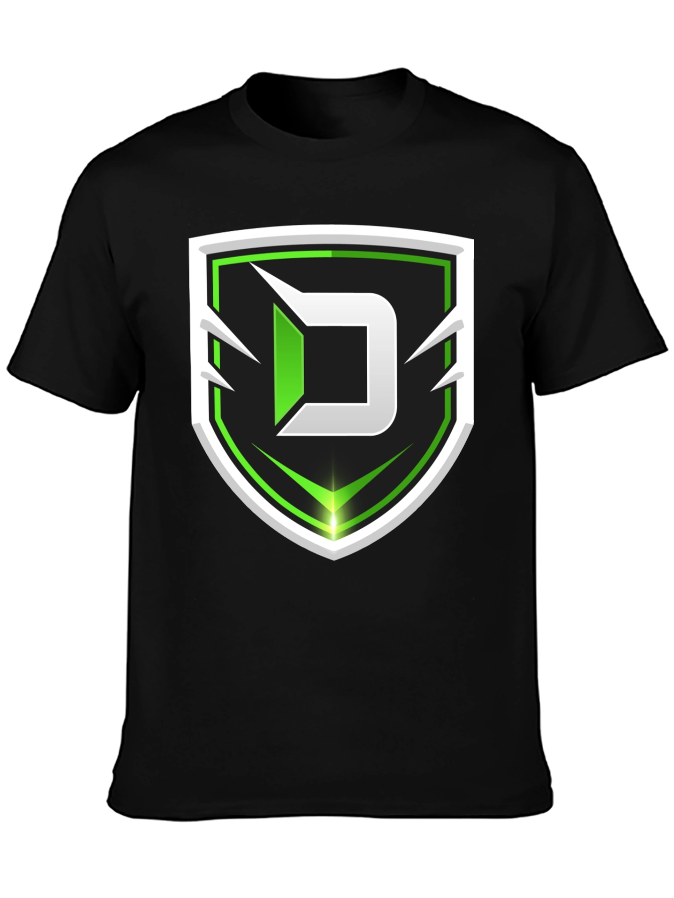 Black Tee with Green D Shield Logo - 3