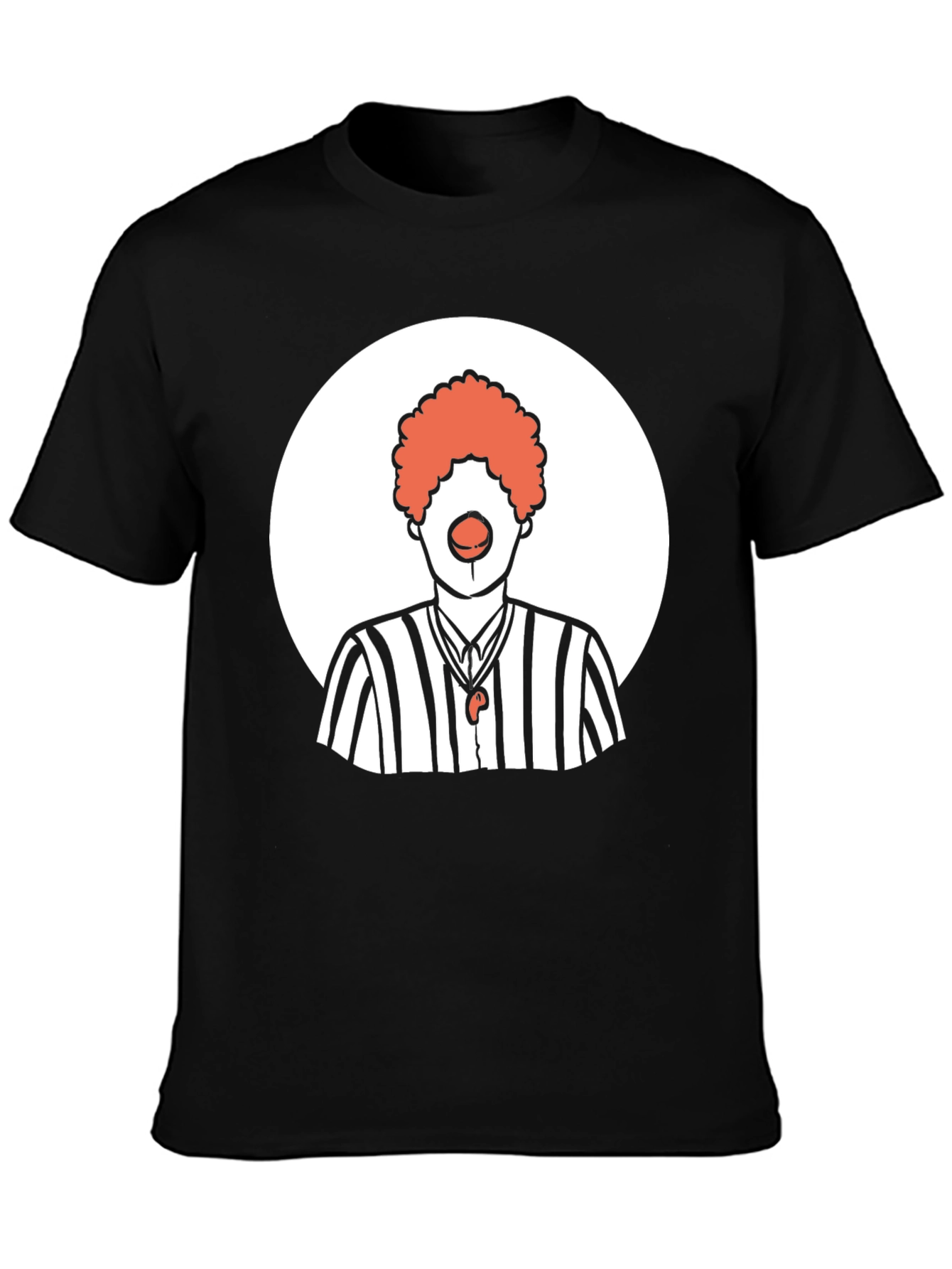 Black Clown Referee Graphic Tee - Unisex Black T-Shirt view 3