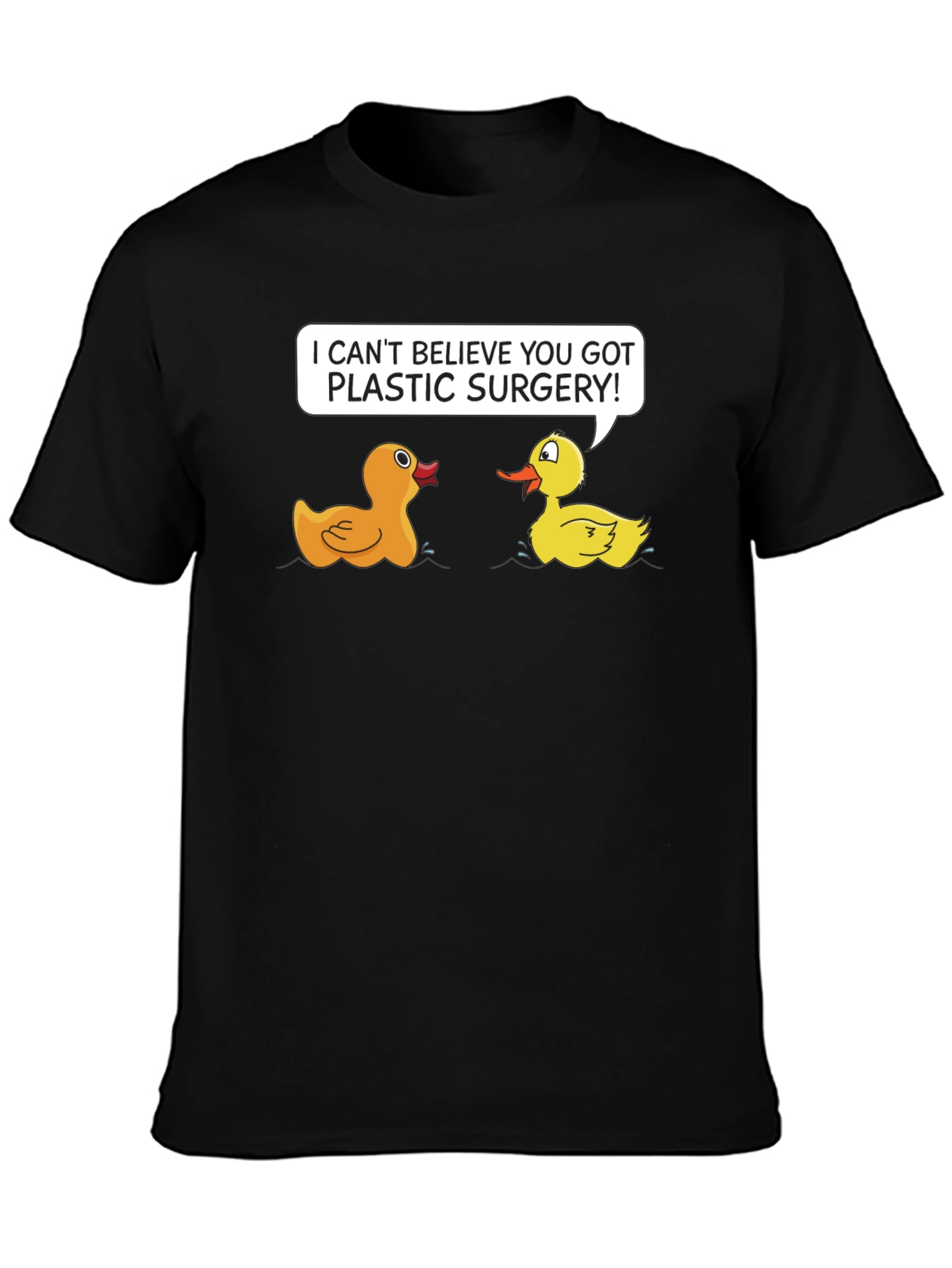 Black Funny Plastic Surgery Duck Cartoon Graphic T-Shirt view 3