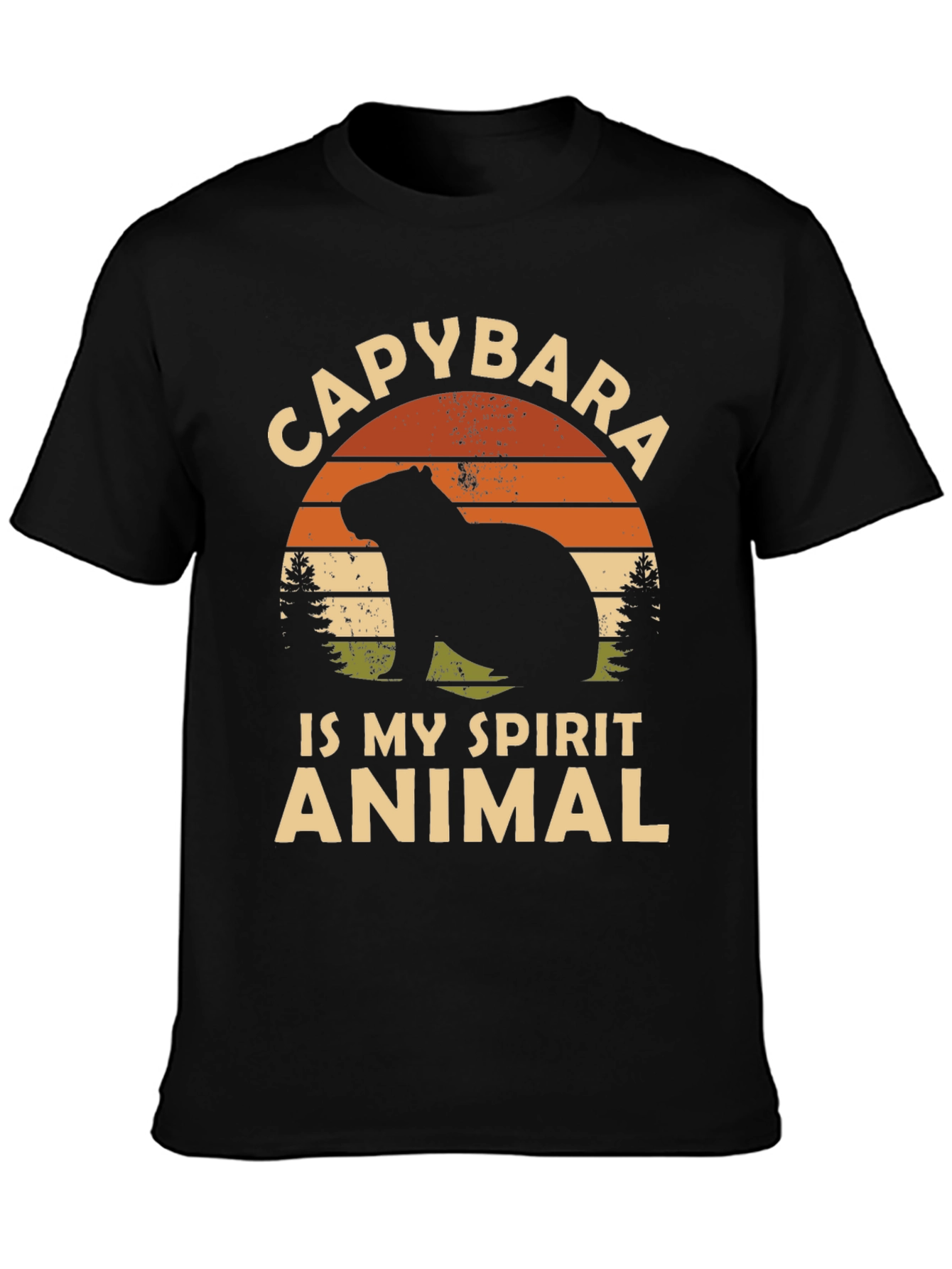 Black Capybara Spirit Animal Graphic Tee view 3