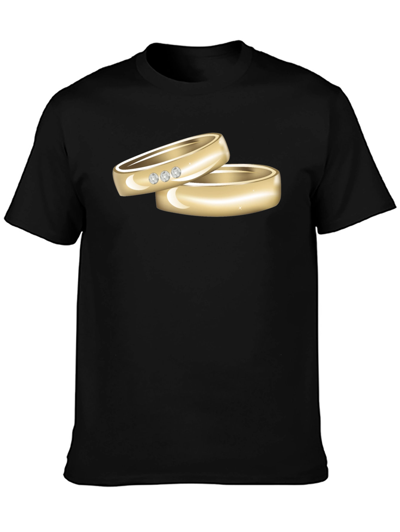 Black Wedding Rings Graphic Tee - Stylish Black T-Shirt view 3