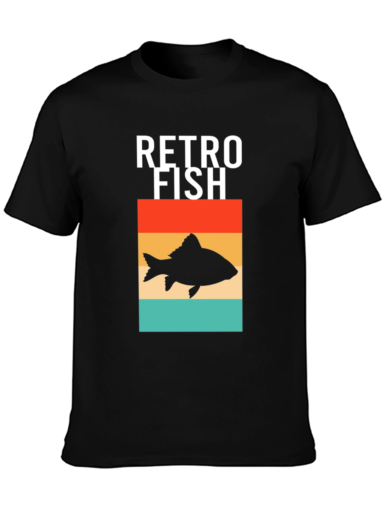 Black Retro Fish Graphic Tee - Stylish Men's Black T-Shirt view 3
